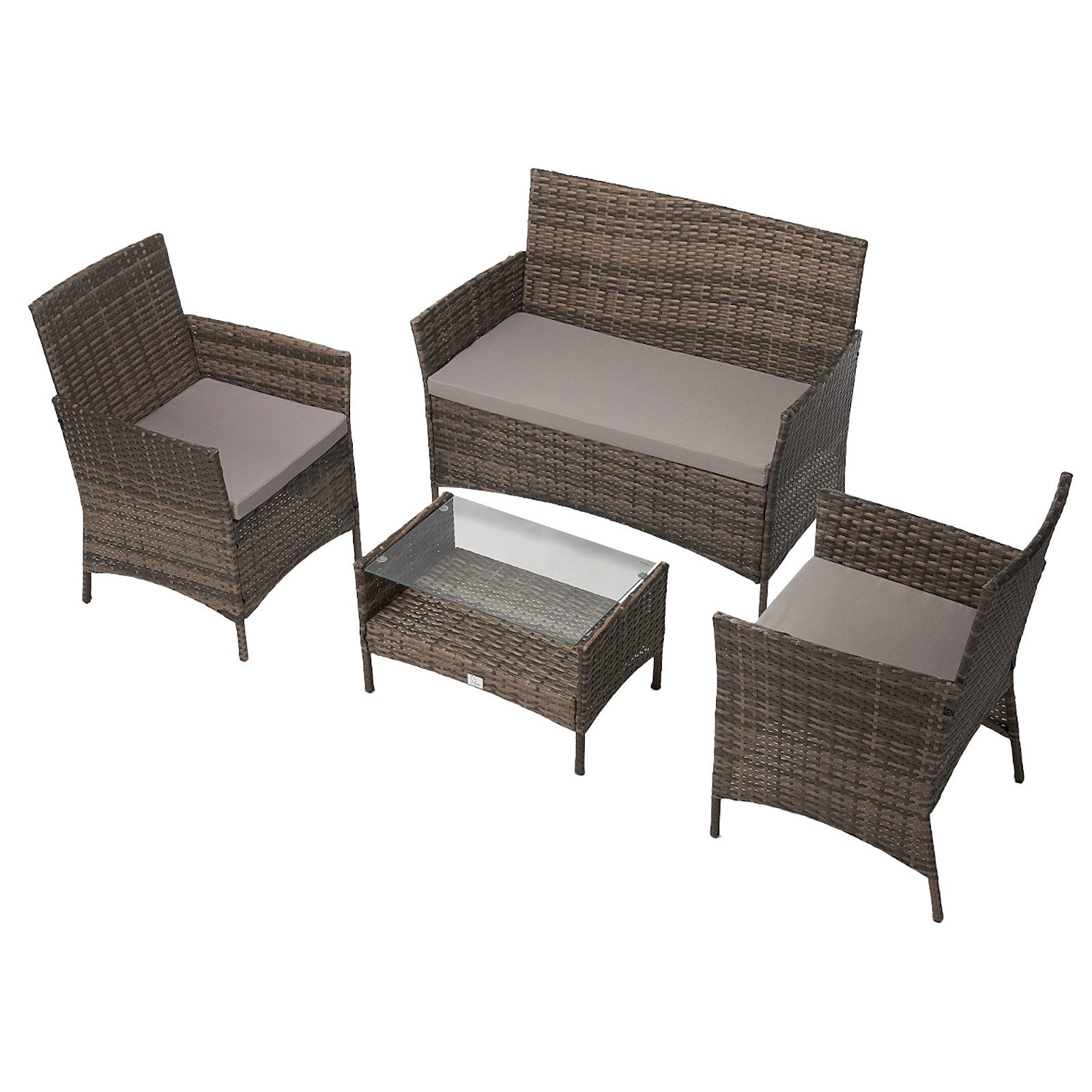 SVITA Sitzgruppe BROOKLYN, (Set, 4-tlg., Gartenlounge), 2 Sessel, mit Tisch, Sitzpolster, gemütlich