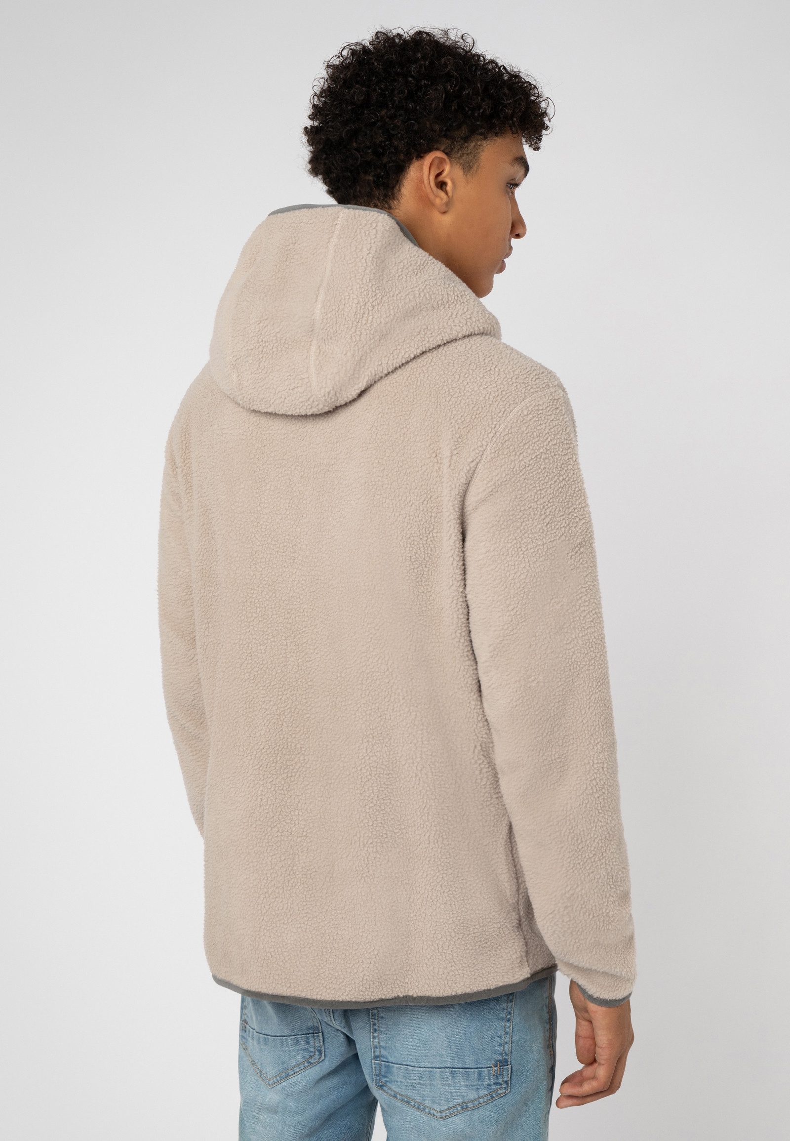 SUBLEVEL Fleecejacke Herren Teddyfleecejacke mit Brusttasche und Kapuze Fleecejacke Outdoorjacke Kuscheljacke