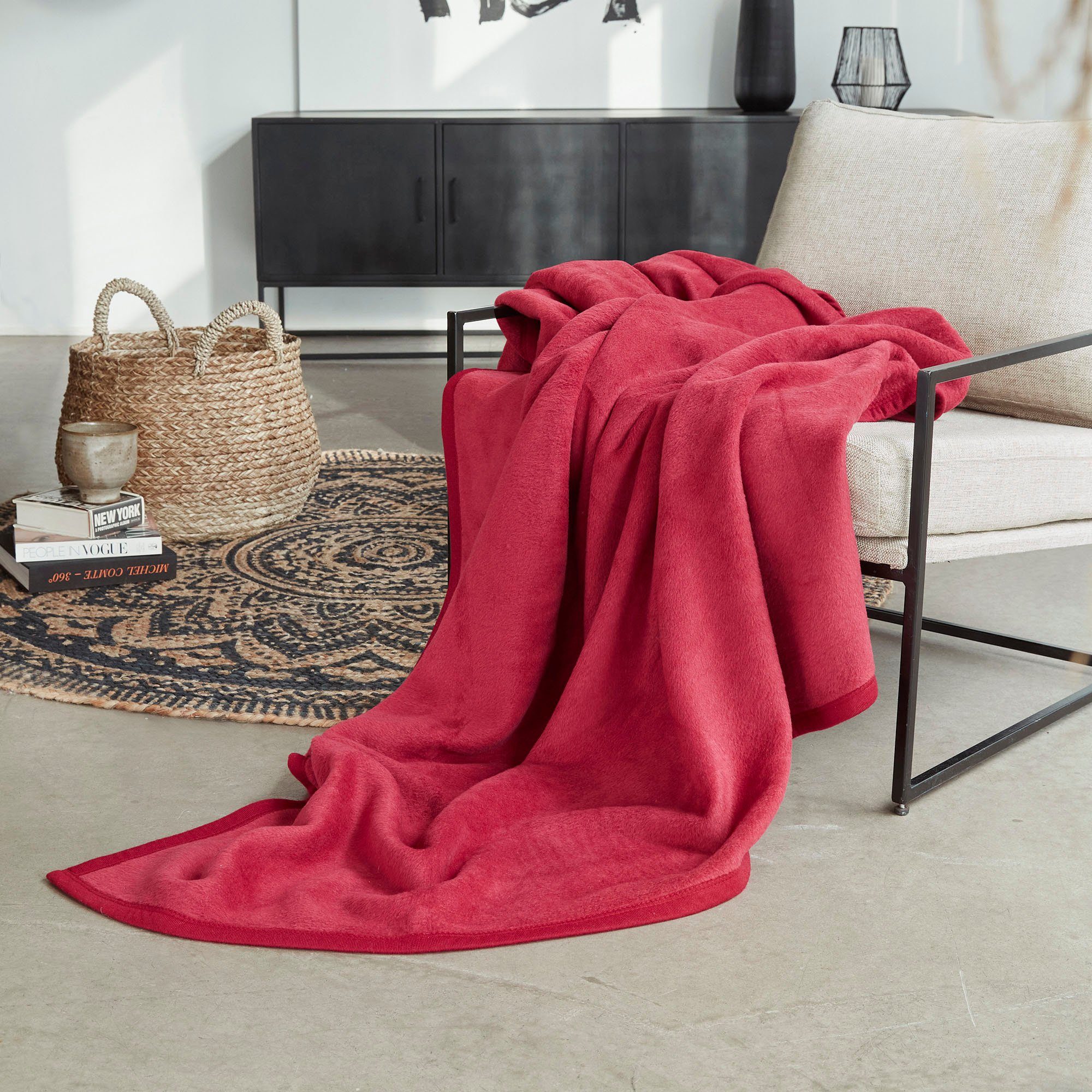 Wohndecke Uni Kniedecke Luxus, IBENA, unifarbenes Design günstig online kaufen