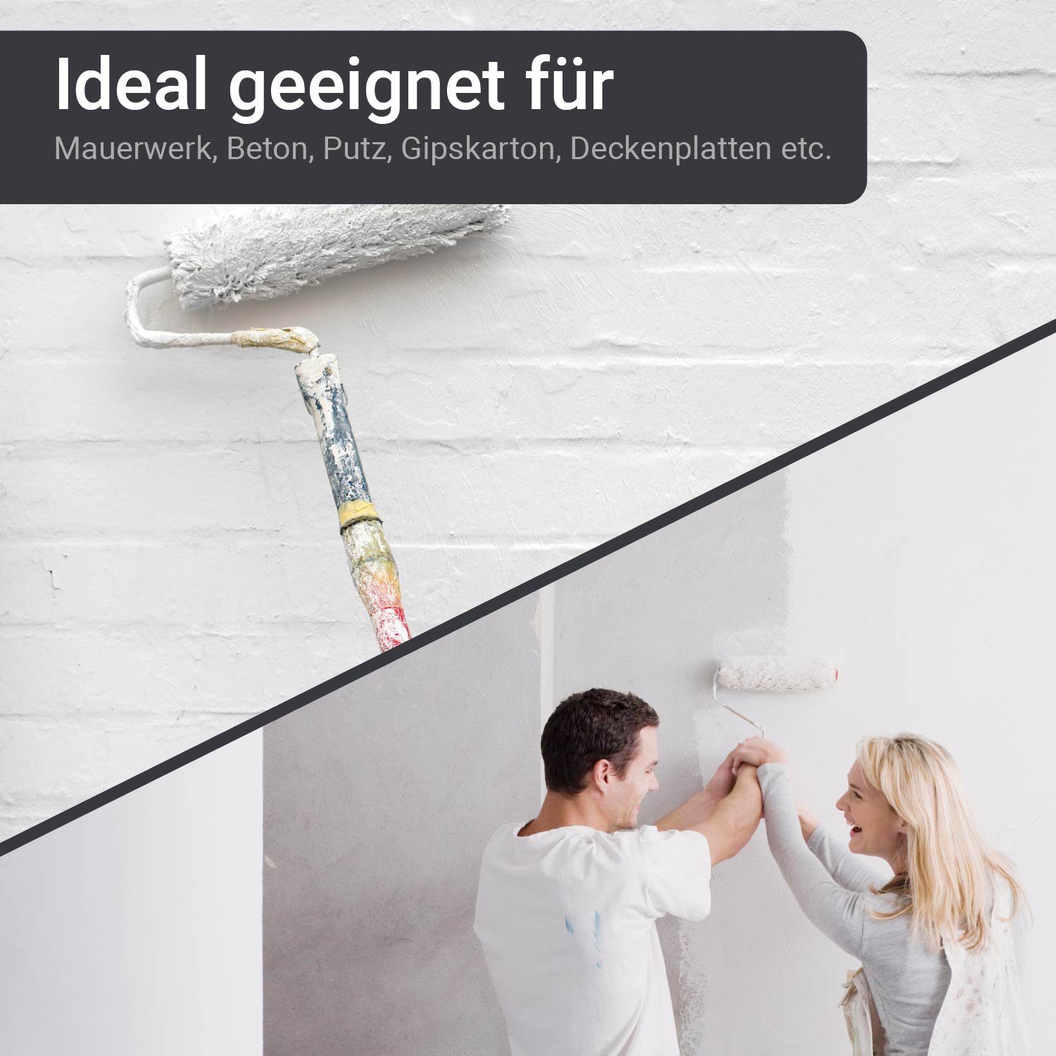 WO-WE Wandfarbe Energiesparfarbe Thermo Innenwandfarbe W529, 5-20L, Weiß Thermofarbe