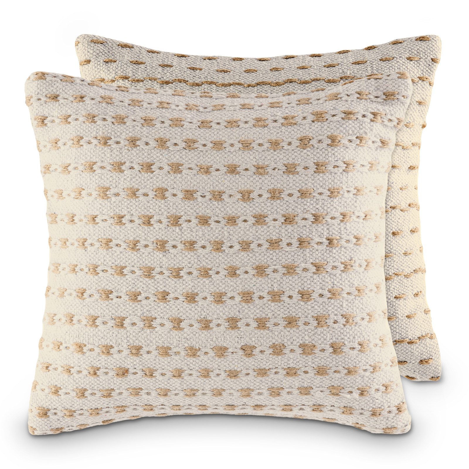 Amagohome Dekokissen Zierkissen 40x40cm Set 2 Dekokissen Sofakissen Baumwolle u. Jute natur