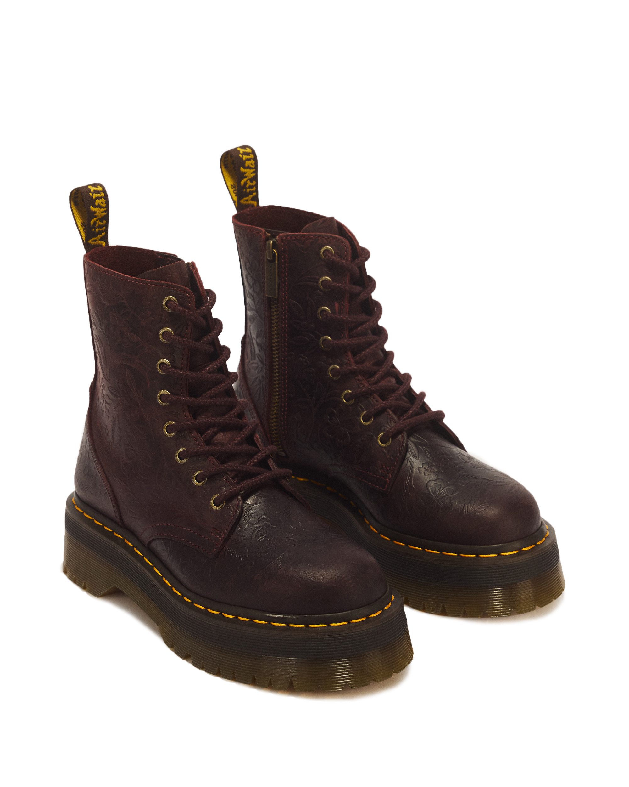 DR. MARTENS Jadon Emboss Floral Schnürboots Blockabsatz, Plateau, Stiefelette mit modischer Blütenprägung