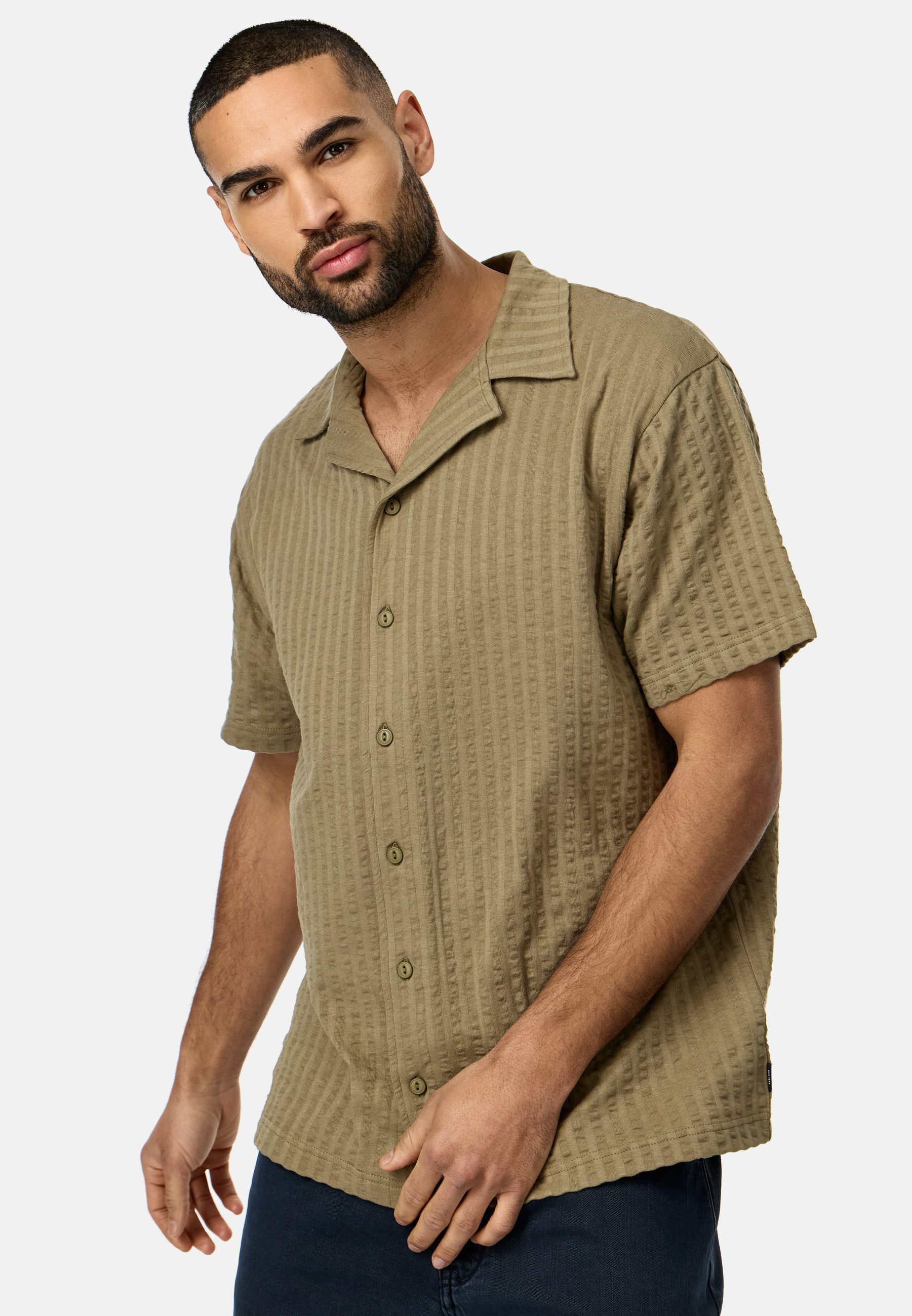 Indicode Kurzarmhemd Herren INCrepe Herrenhemd Kurzarm Strukturstoff für den perfekten Fit