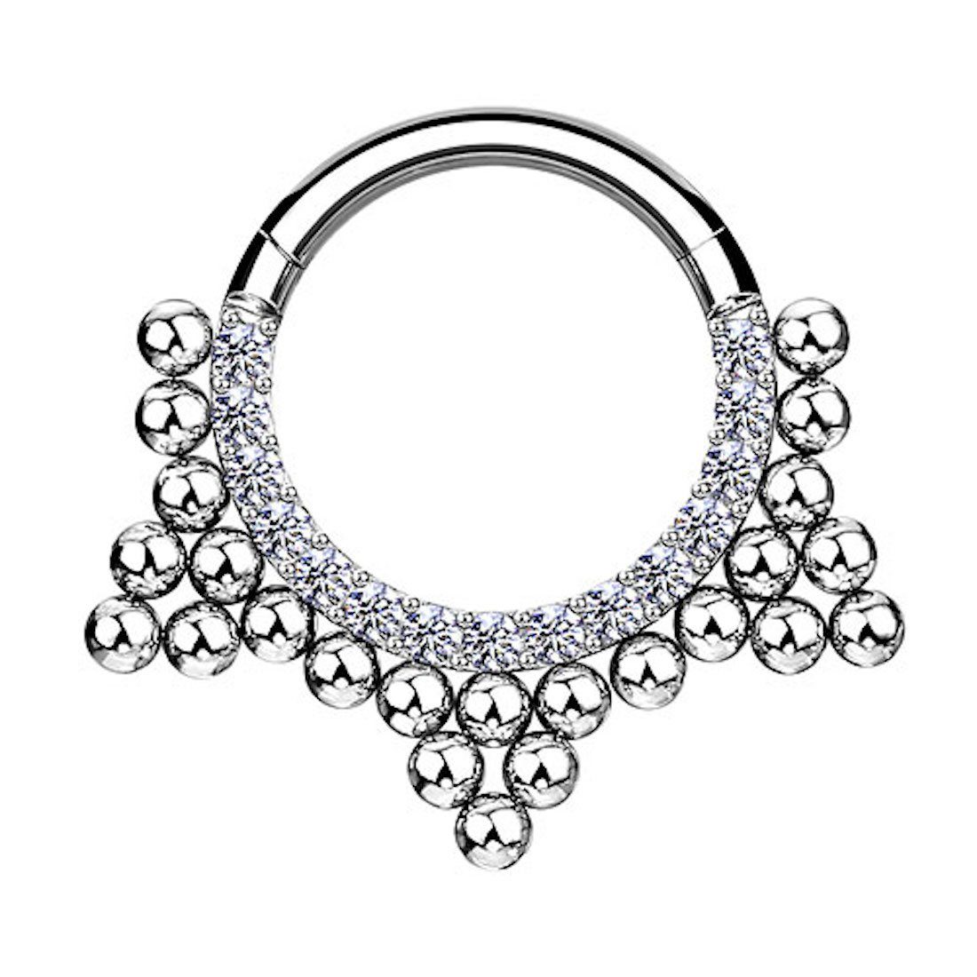 Nasenpiercing Septum Piercing Ring Segmentring Clicker Scharnier Reben mit Kristall