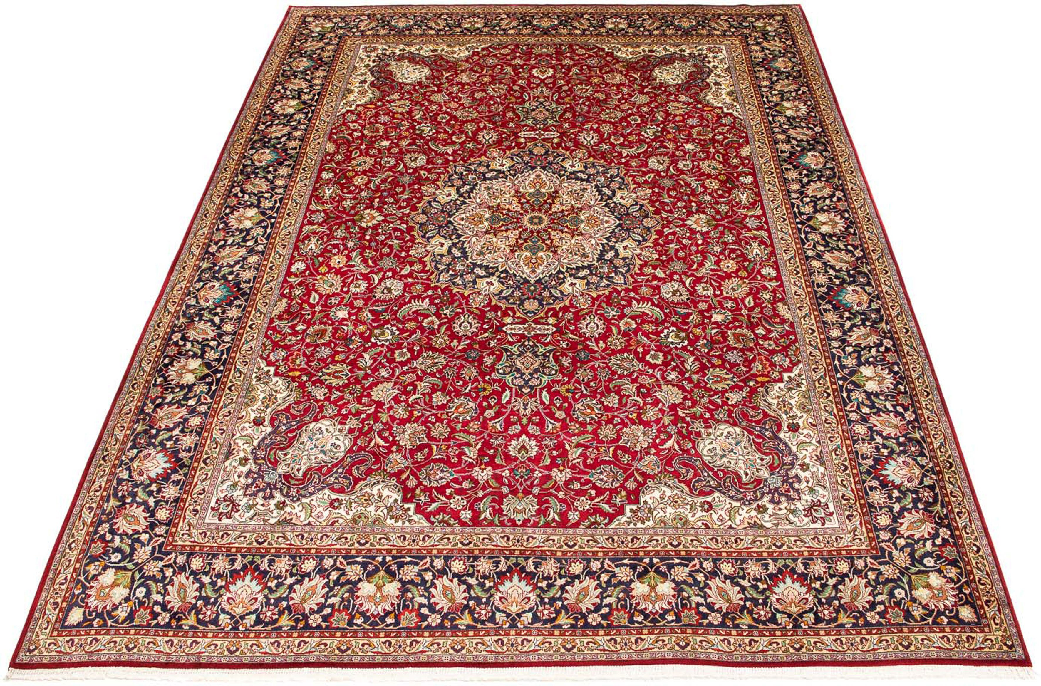 Orientteppich Perser - Täbriz - Royal - 398 x 300 cm - rot, morgenland, rechteckig, Höhe: 7 mm, Wohnzimmer, Handgeknüpft, Einzelstück mit Zertifikat