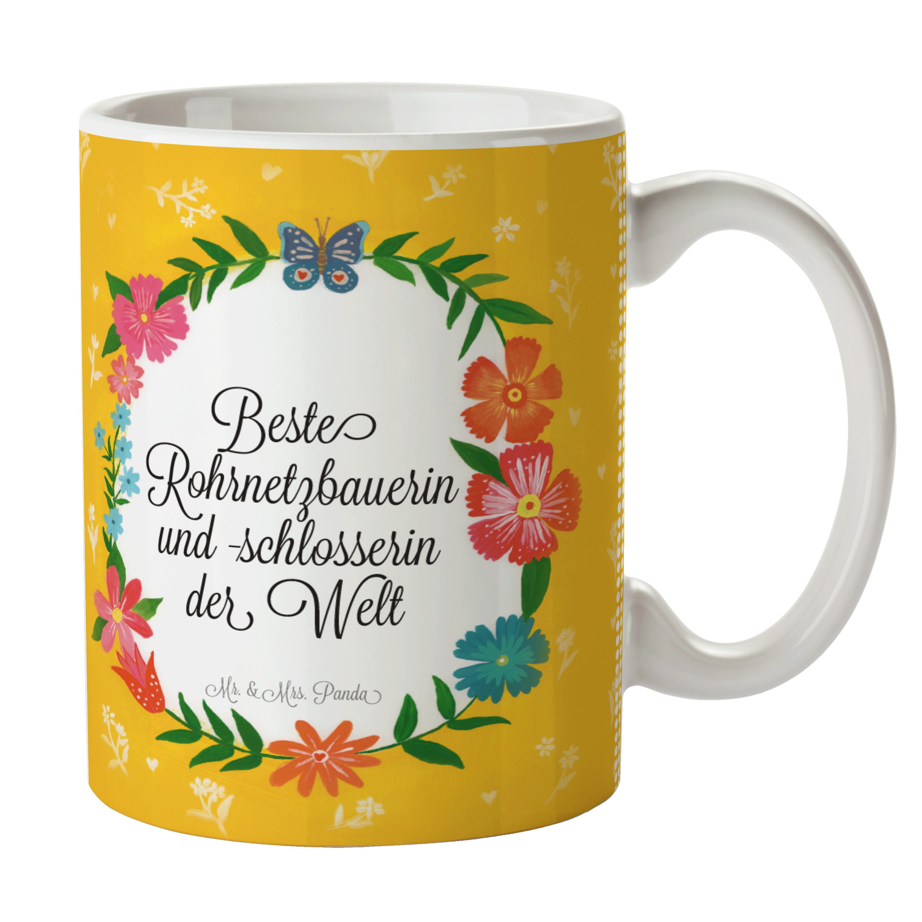 Mr. & Mrs. Panda Tasse Rohrnetzbauerin und -schlosserin - Geschenk, Rente, Kaffeebecher, Stu, Keramik