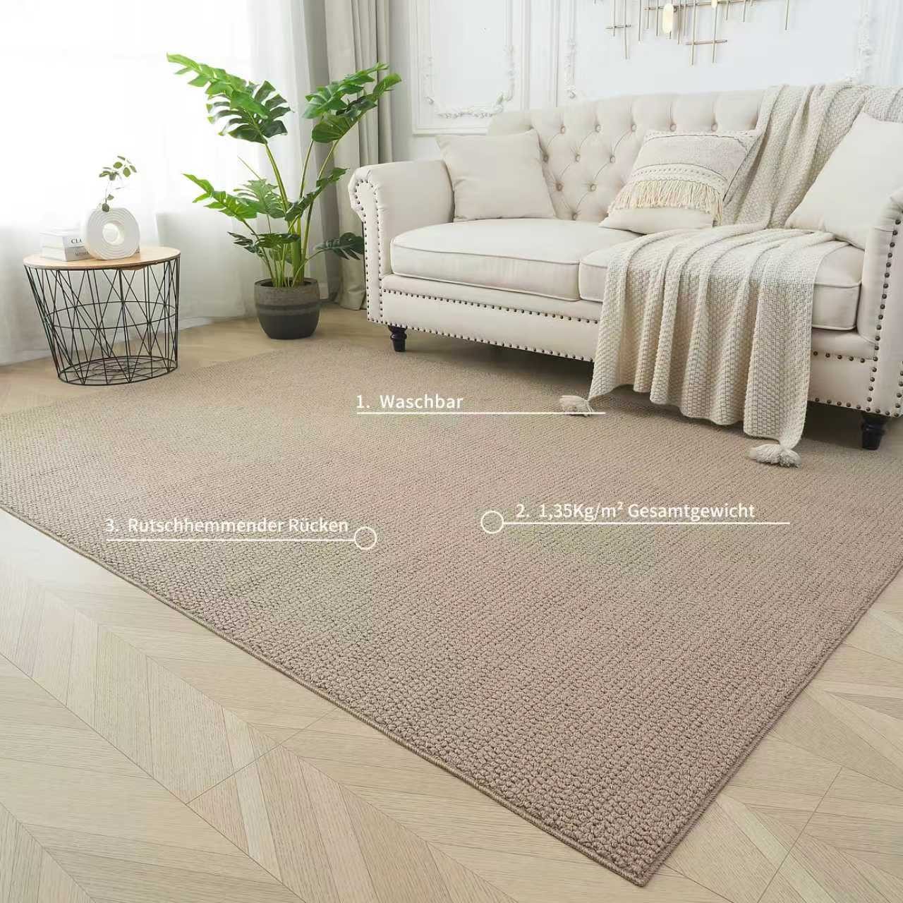 s.Oliver Teppich Lenni, rechteckig, Höhe: 10 mm, Uni-Farben, kurzflor, waschbar, Wohnzimmer, Schlafzimmer