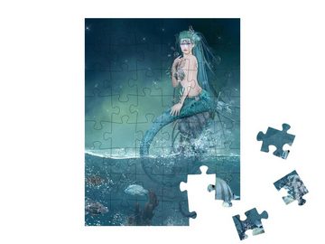 puzzleYOU Puzzle Fantasy-Meerjungfrau auf einem Felsen, 48 Puzzleteile, puzzleYOU-Kollektionen Meerjungfrau