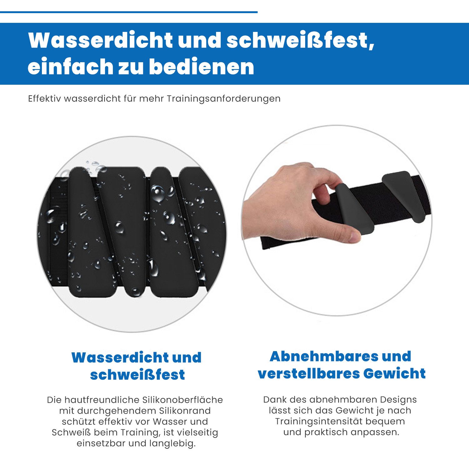 Refined Living Gewichtsmanschette 2er Fußgewichte Gewichtsmanschetten fuß 0.9 KG Handgelenk & Knöchel, (Silikon Ankle Weights Knöchelgewichte Fussgewichte für Cardio Aerobic, Verstellbare Bein & Armgewichte für Gehen, Laufen, Yoga, Pilates), für Frauen und Männer Workouts Perfekt für Joggen, Krafttraining