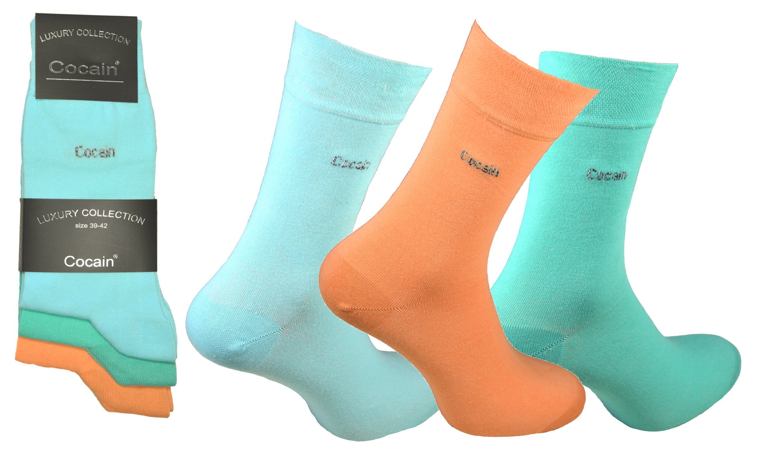 Paar 200 Herren handgekettelt farbig 9 & Businesssocken Socken in (9-Paar) Damen Nadelqualität underwear Cocain