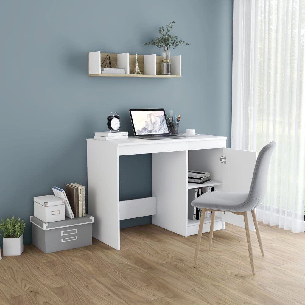 Weiß Schreibtisch, 100×50×76 vidaXL Computertisch cm Computertisch Holzwerkstoff