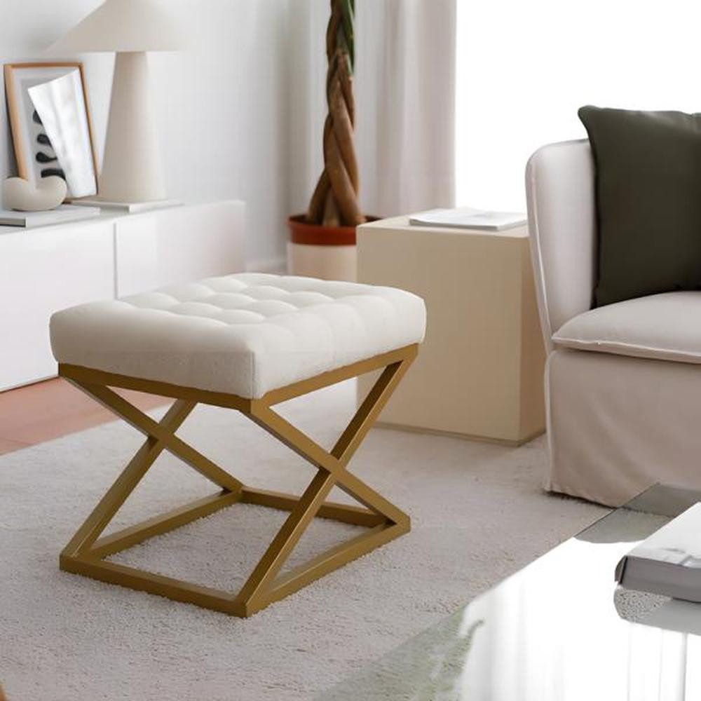 JVmoebel Hocker Luxuriöser Fußhocker aus goldenem Stoff für elegantes Wohnen (1 St., Hocker), Made in Europa