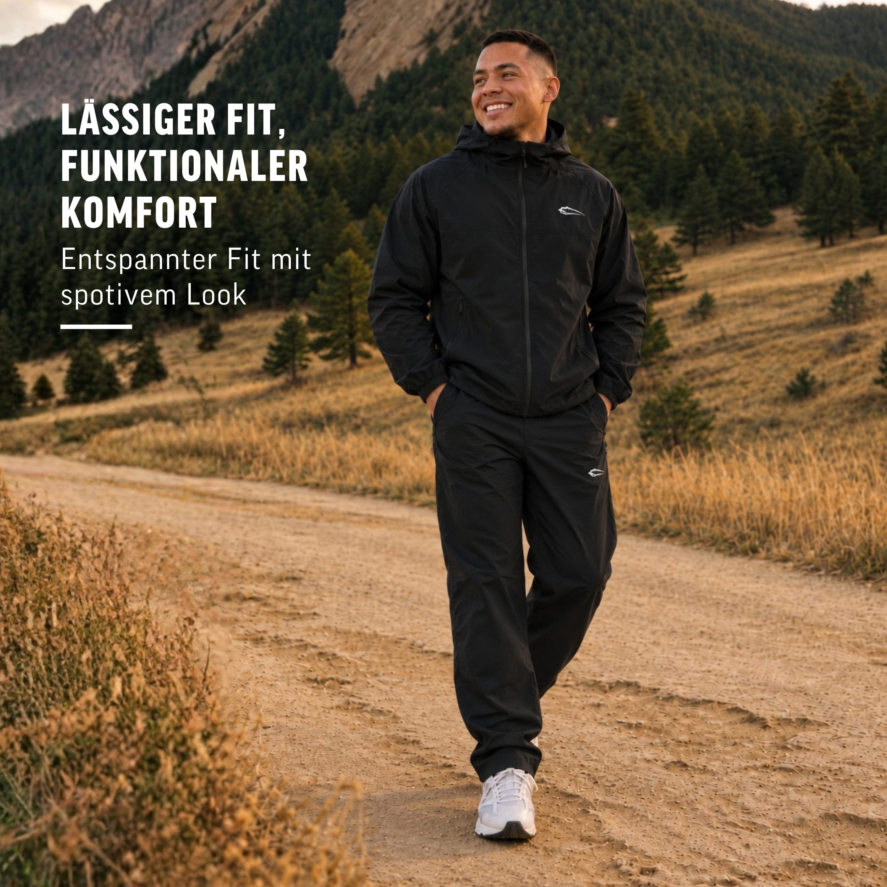 Smilodox Outdoorjacke Kynaro Sportjacke Loose Fit, Tracksuit Jacke für Gym & Freizeit verstellbare Kapuze, Kordelzug, Reißverschlusstaschen – Bild 3 von 5