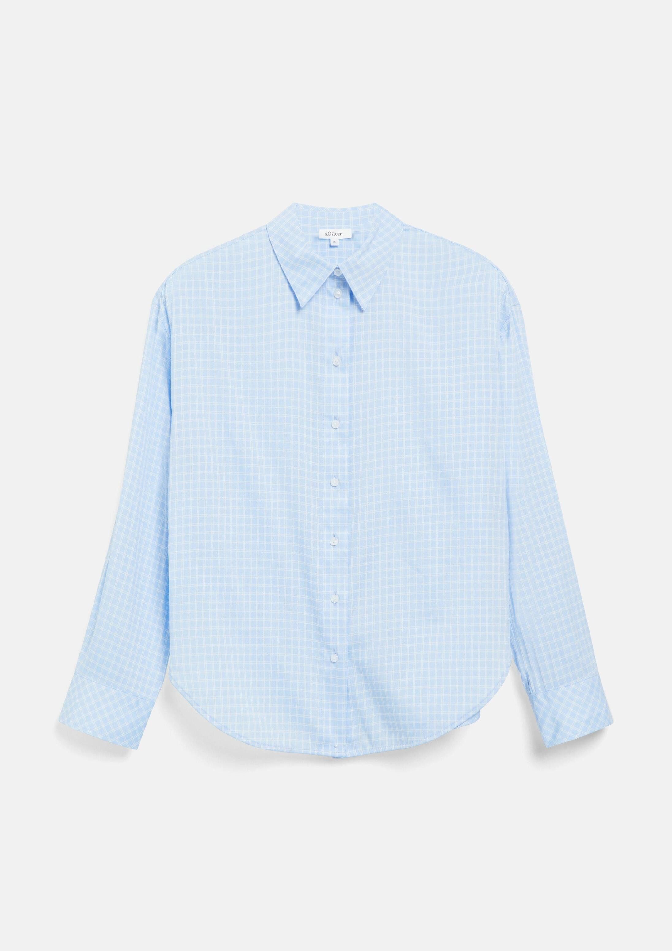 s.Oliver Langarmbluse Bluse Karierte Hemdbluse mit Turn-up
