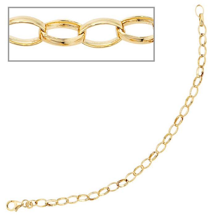 Schmuck Krone Goldarmband Weit-Anker Armband Bettelarmband aus 333 Gold Gelbgold für Einhänger Charms 19cm