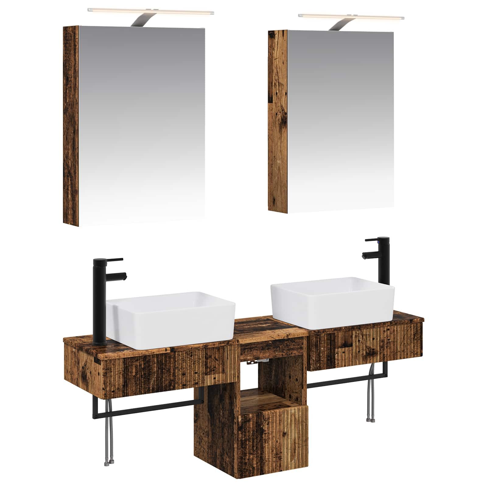 Gartenlounge-Set Badezimmerschrank-Set 5 pcs Altholz 50 x 14,5 x 70 cm