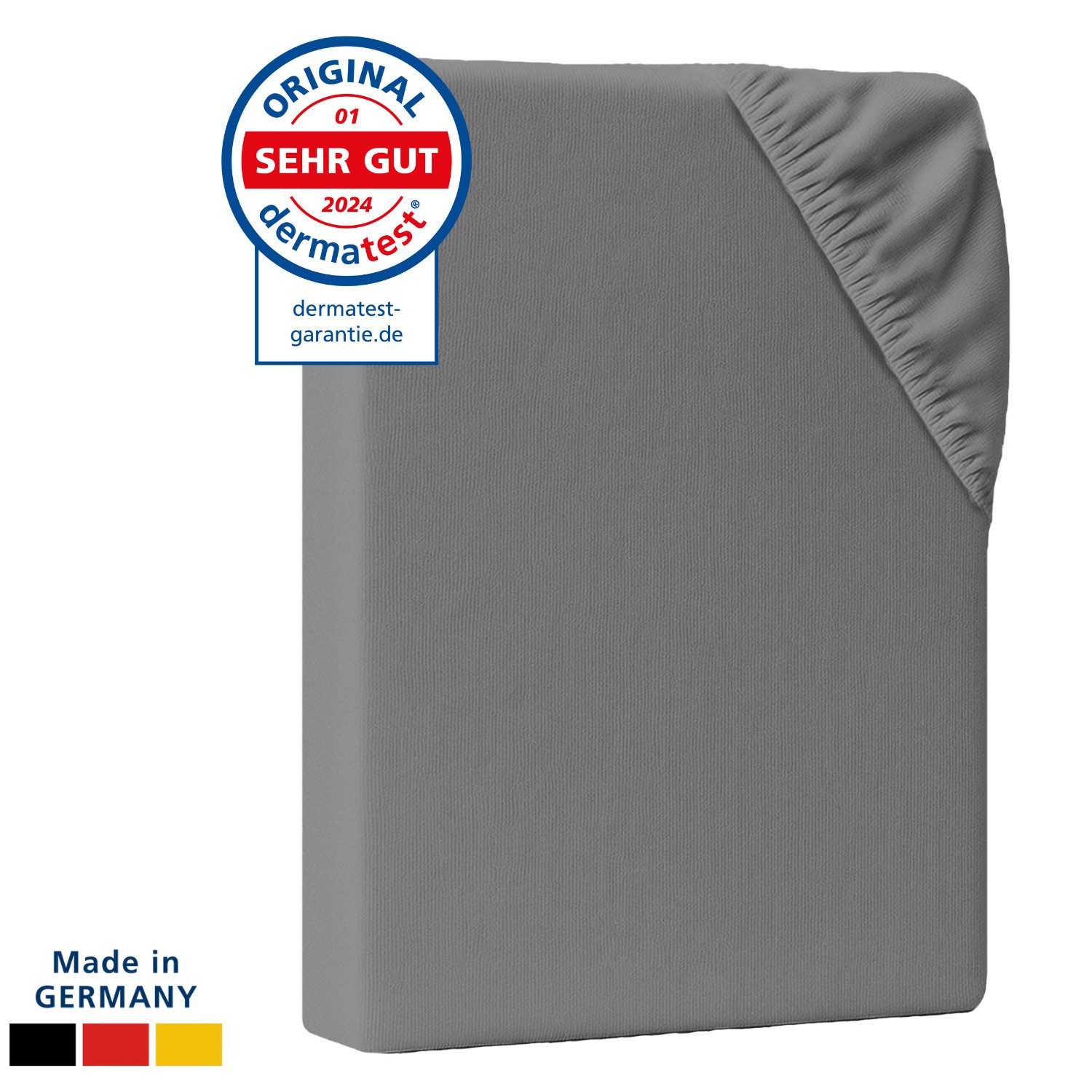 AM Qualitätsmatratzen Spannbettlaken Baumwolle in anthrazit, Bettlaken für Matratzen, Made in Germany, Baumwolle, Gummizug: rundum, (1 Stück), 100x200x30