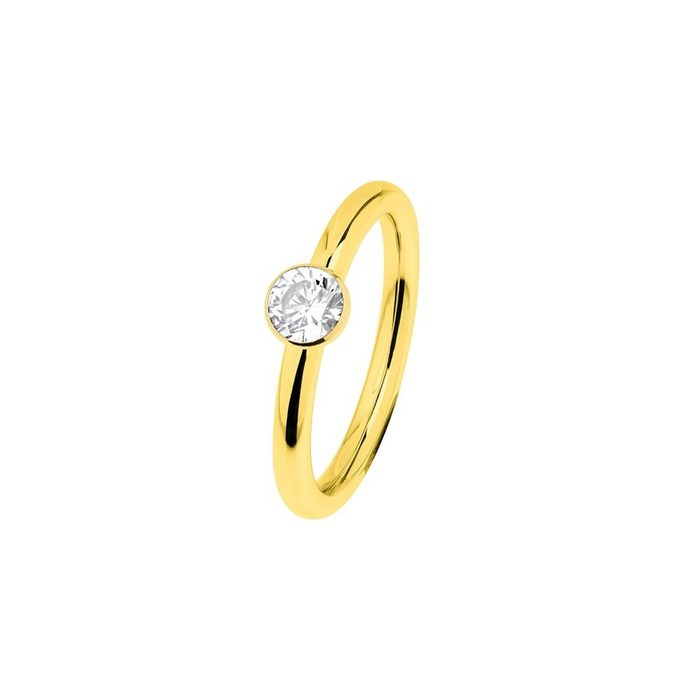 Ernstes Design Fingerring Evia Ring Edelstahl goldfarben / Zirkonia R469.WH