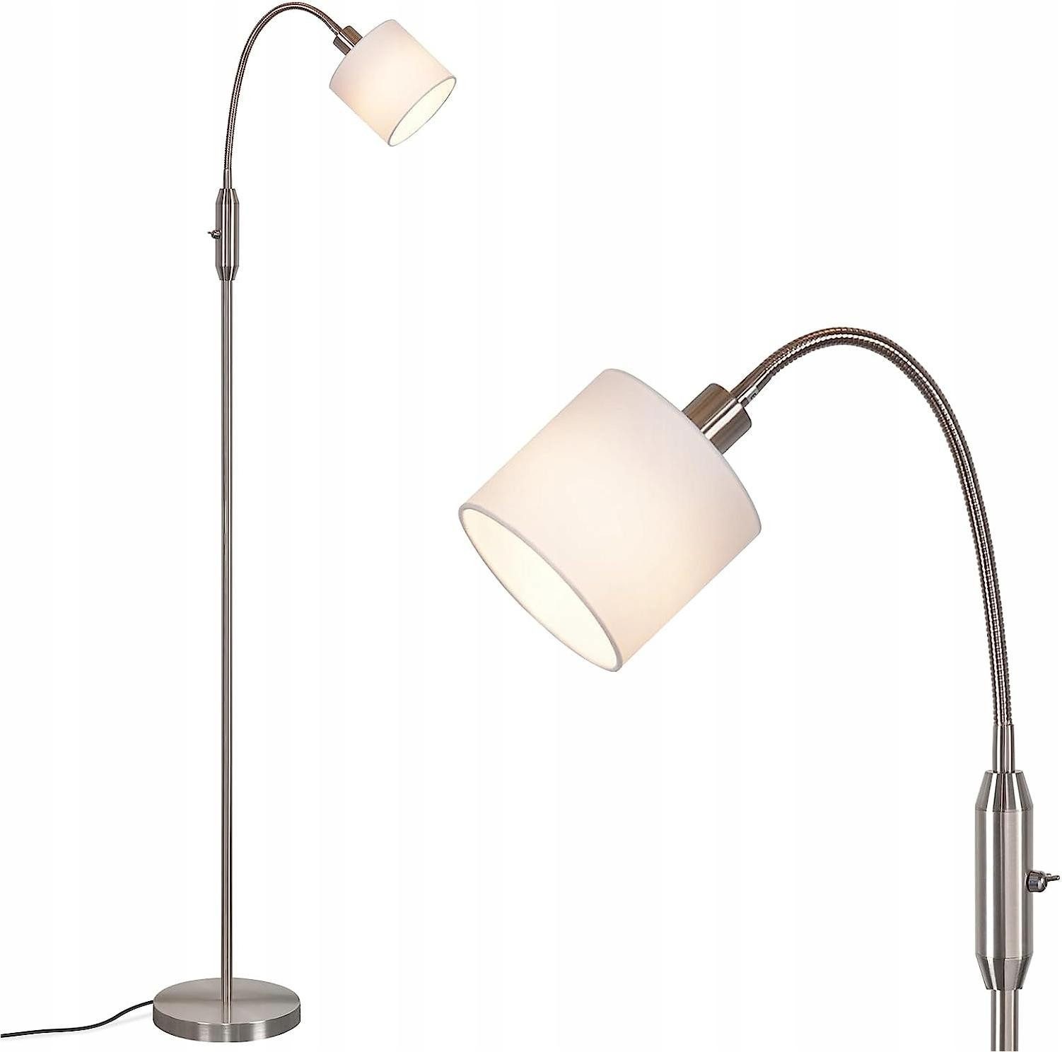 Nettlife Stehlampe Retro-Bogenlampe Textilschirm Stehleuchte, 360° Drehbarer, LED wechselbar, für Wohnzimmer Schlafzimmer Arbeitszimmer Büro