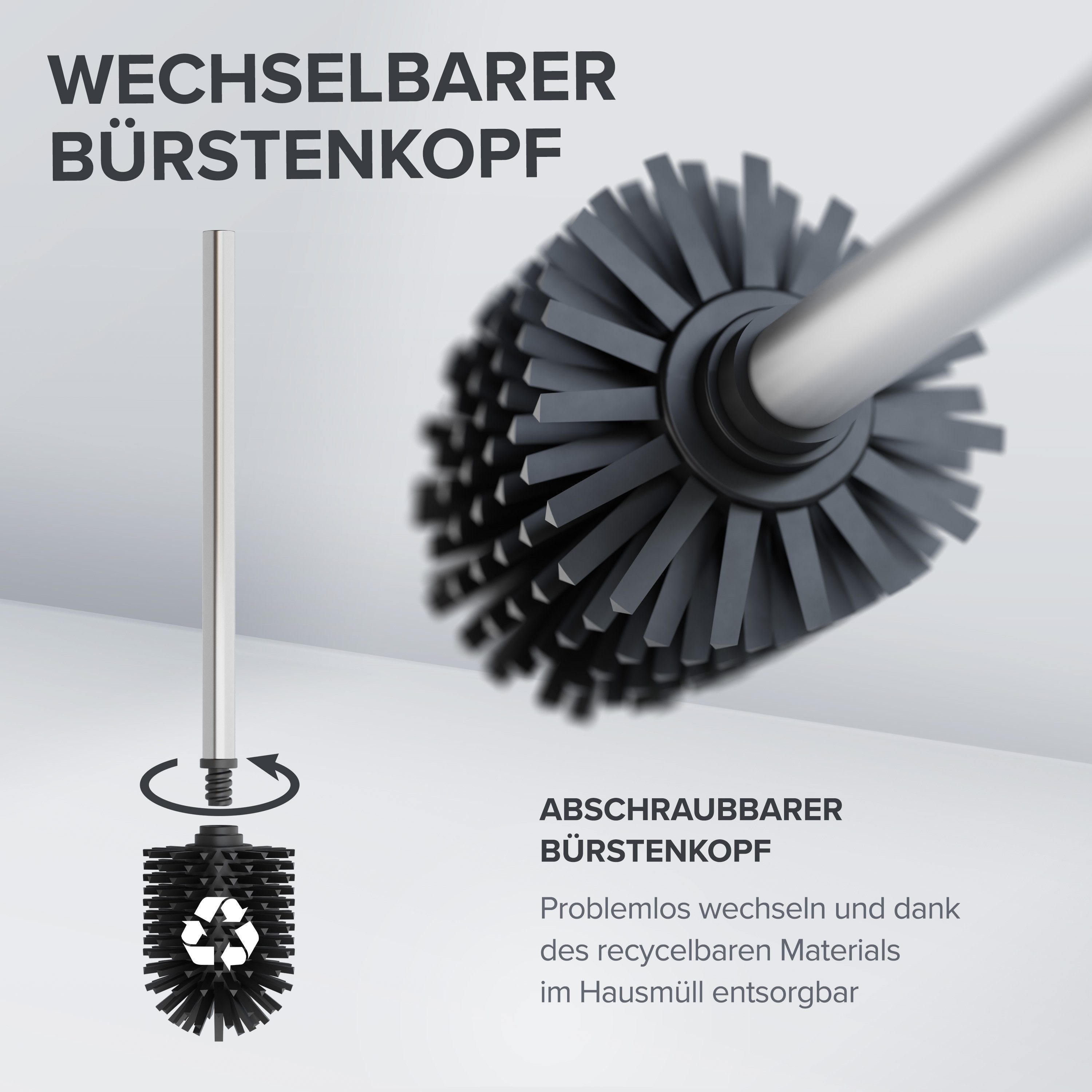 ovimar WC-Reinigungsbürste, (Packung, 2-tlg., 2), aus Edelstahl in Silber zur – Bild 3 von 5