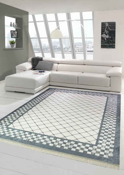 Teppich Teppich modern Teppich Wohnzimmer in grau creme, Teppich-Traum, oval, Höhe: 5 mm
