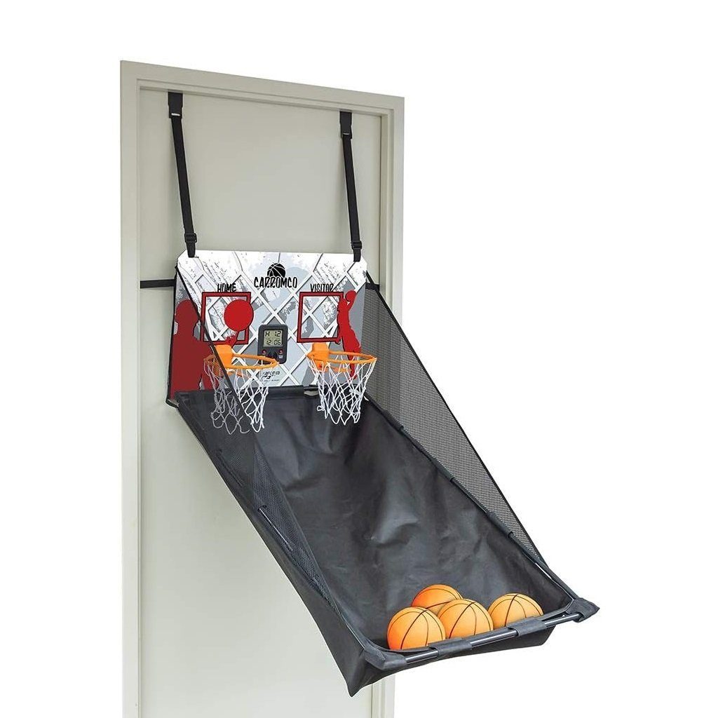 Indoor Wurfspiel Carromco Basketballkorb Arcade zur für 4 zusammenklappbar Bällen, mit elektron. Spieler, 1-2 Türmontage Basketball (1-St), höhenverstellbar, LCD-Zähler,