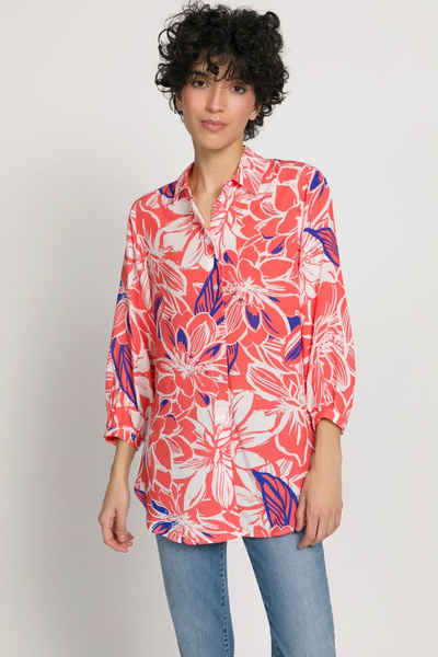Gina Laura Longbluse Bluse Blüten Hemdkragen 3/4-Arm