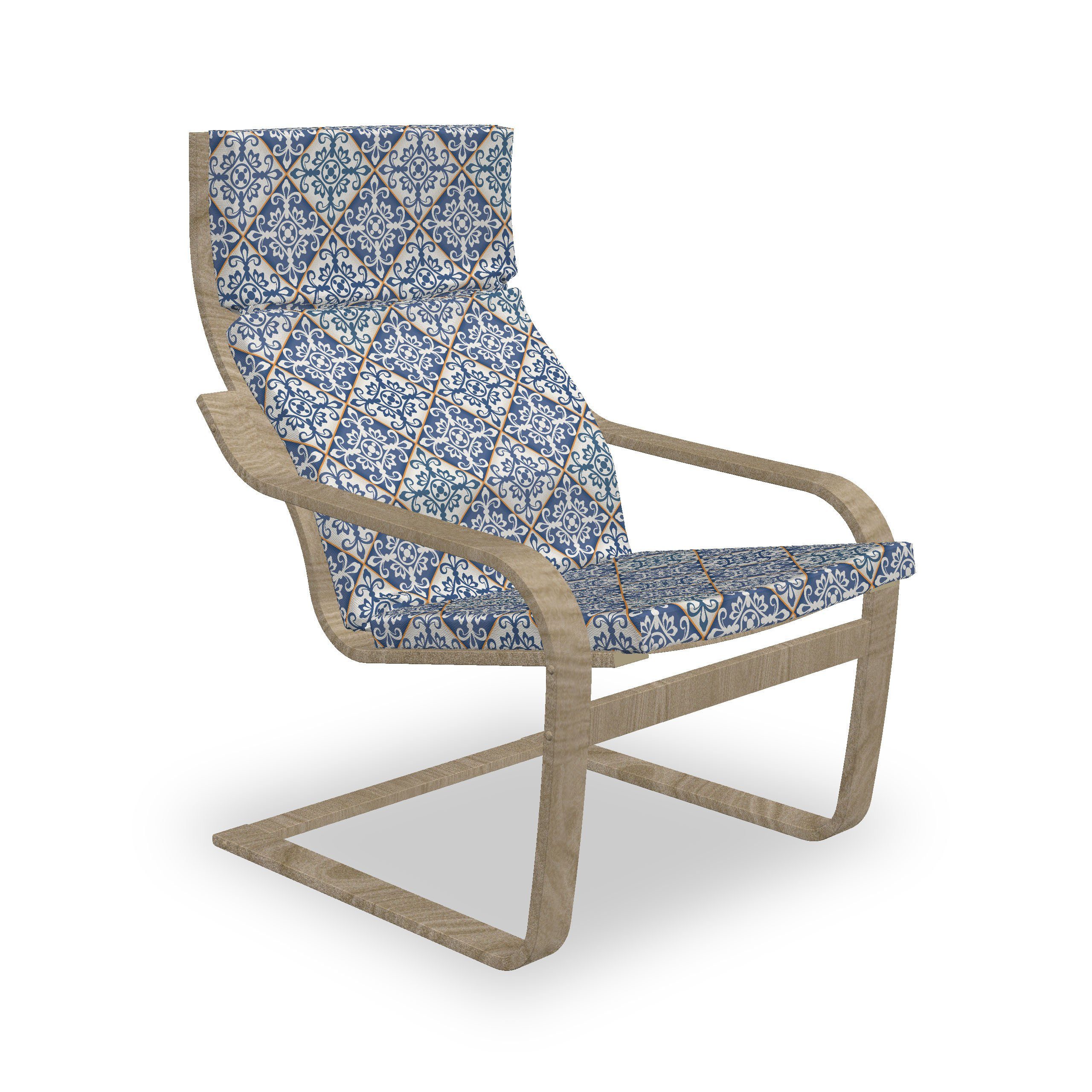 und Azulejo mit Abakuhaus Keramik Motiv marokkanisch Hakenschlaufe Stuhlkissen Reißverschluss, mit Stuhlkissen Sitzkissen