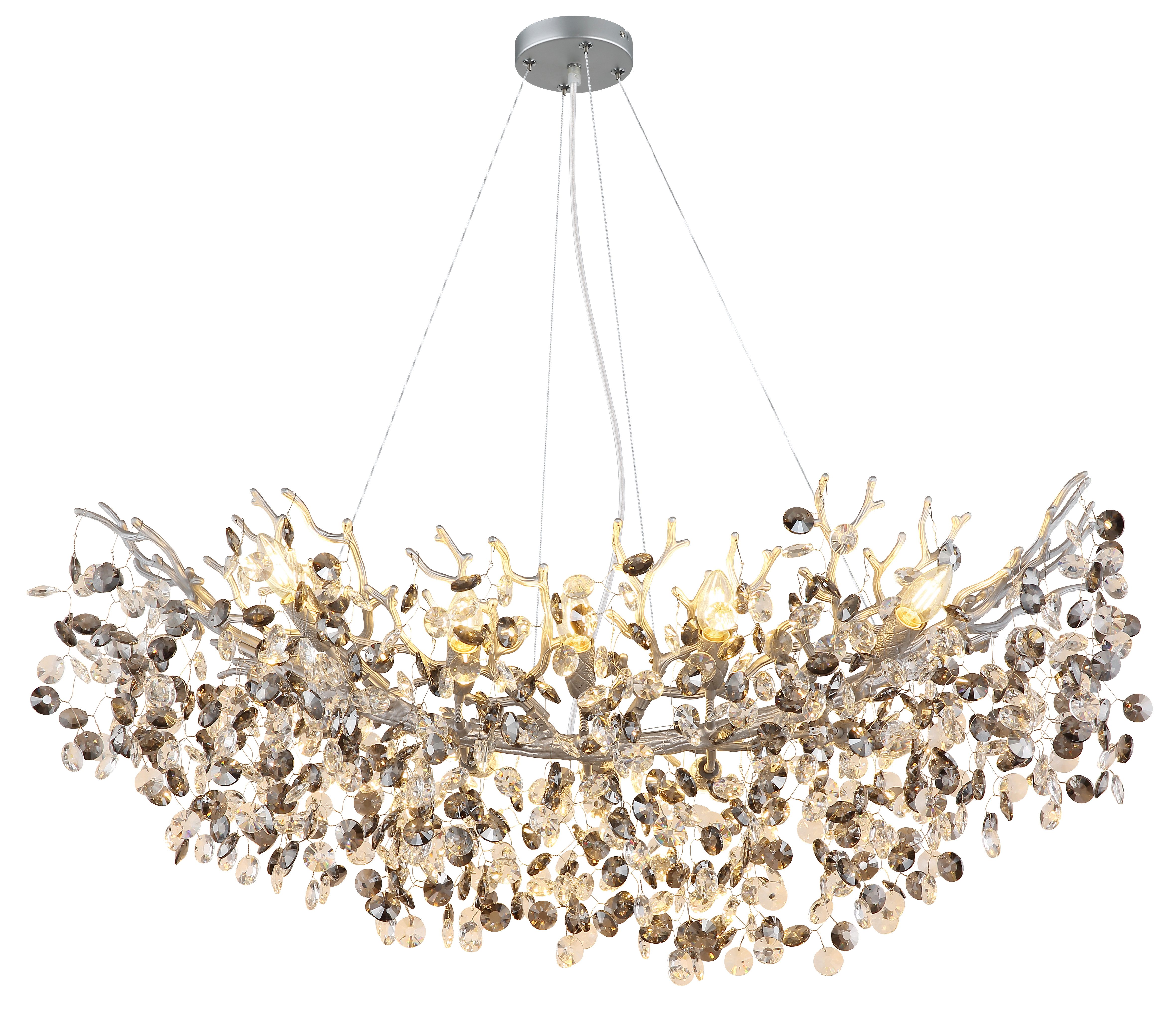 GLOBO LIGHTING Hängeleuchte QUEENA, ohne Leuchtmittel, Luster, Glaskristalle, höhenkürzbar, E14