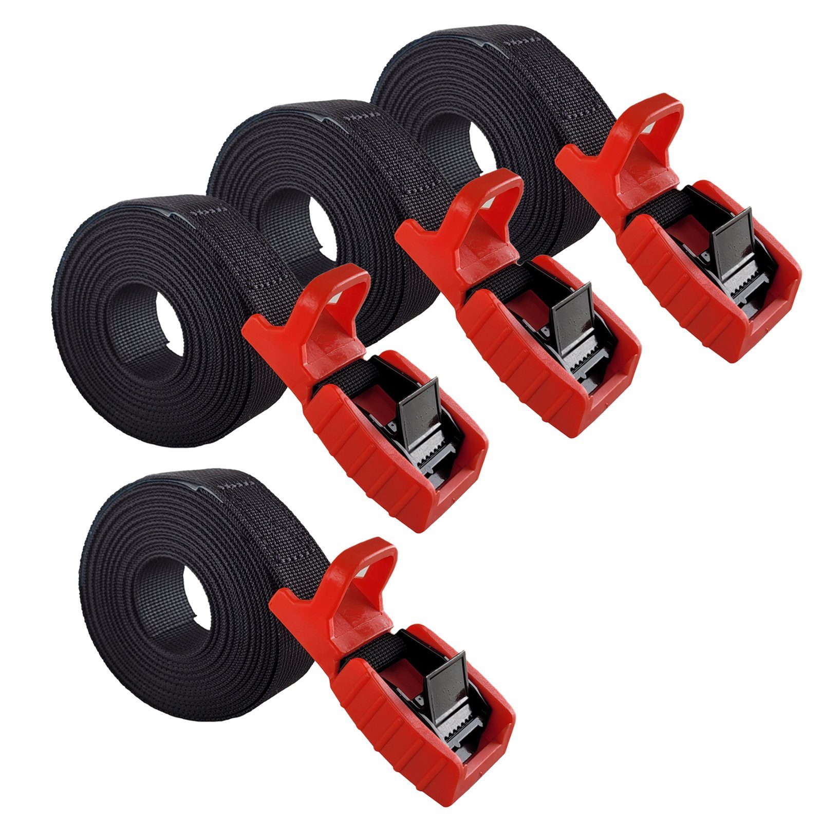 TRUTZHOLM Spanngurt Zurrgurt Klemmschloss mit Gummischutzkappe1 tlg 2 m x 2,5 cm 500 kg (Spar-Set, 4-St)