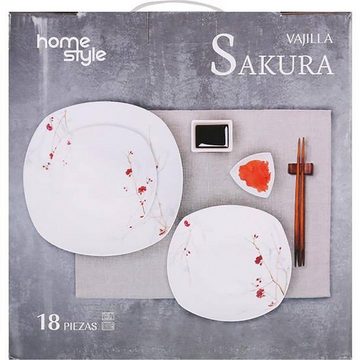 DOTMALL Geschirr-Set Geschirr Sakura Porzellan 18 Stück Küchenschüssel Familienfest