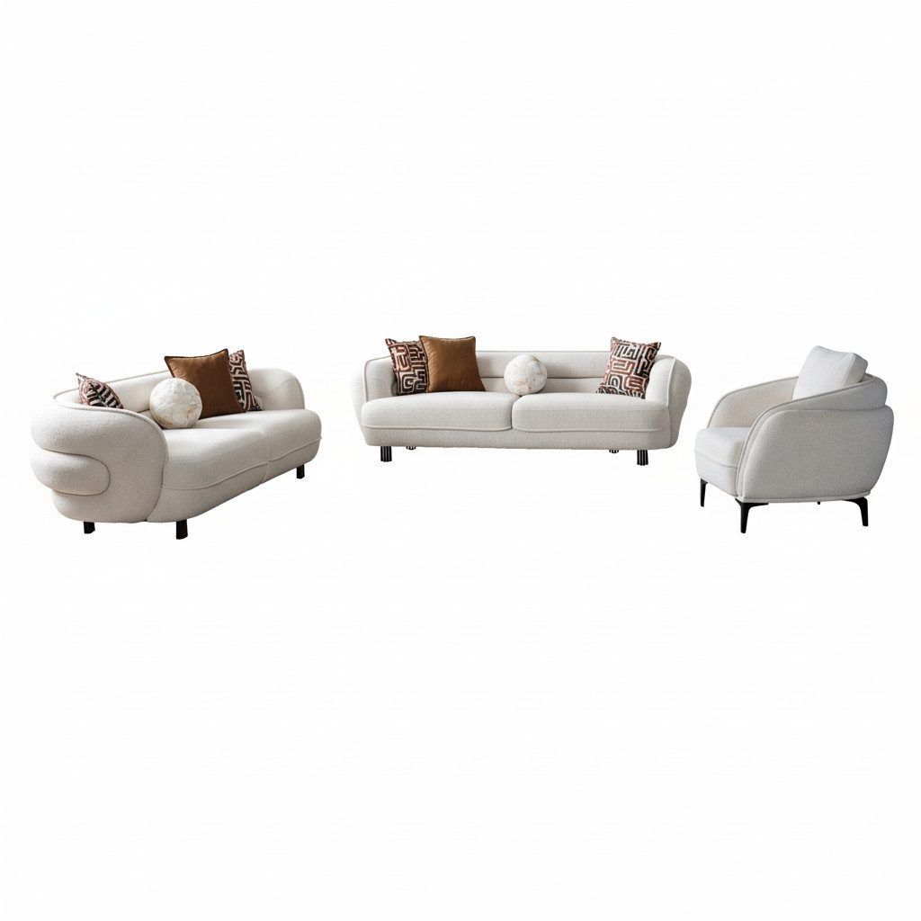 Palms-Store Sofa Set Marsilia 3 Trendfarben zur Auswahl, inkl. Zierkissen