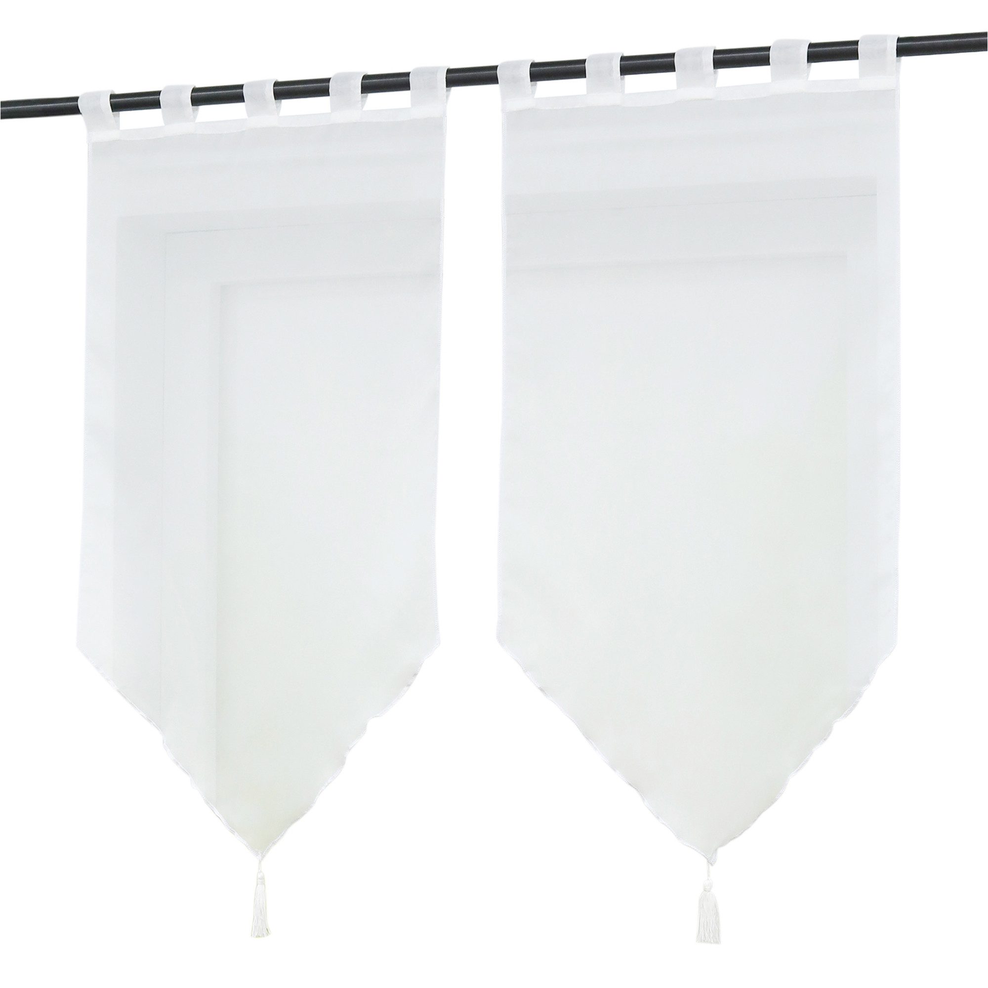 Delien Scheibengardine Uni (2 St), Schlaufen, Voile mit Quaste günstig online kaufen