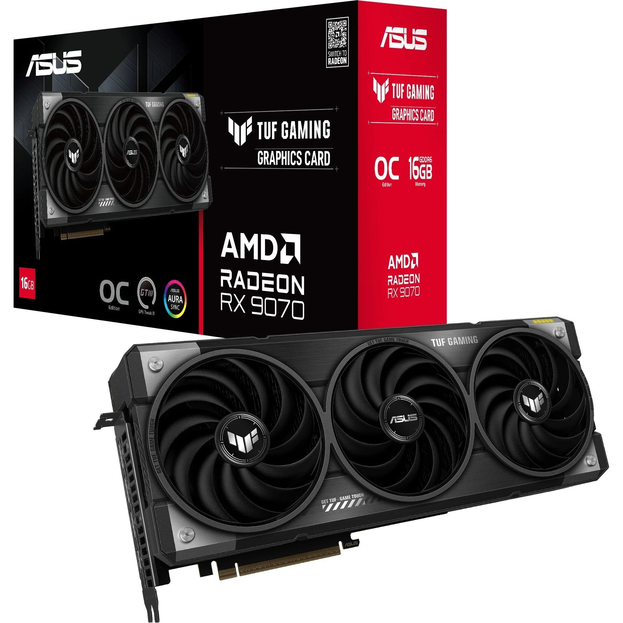 Asus Radeon RX 9070 TUF GAMING OC Edition Grafikkarte (16 GB, GDDR6, AI-Beschleunigung, Dual Bios, AMD Freesync RDNA 4)