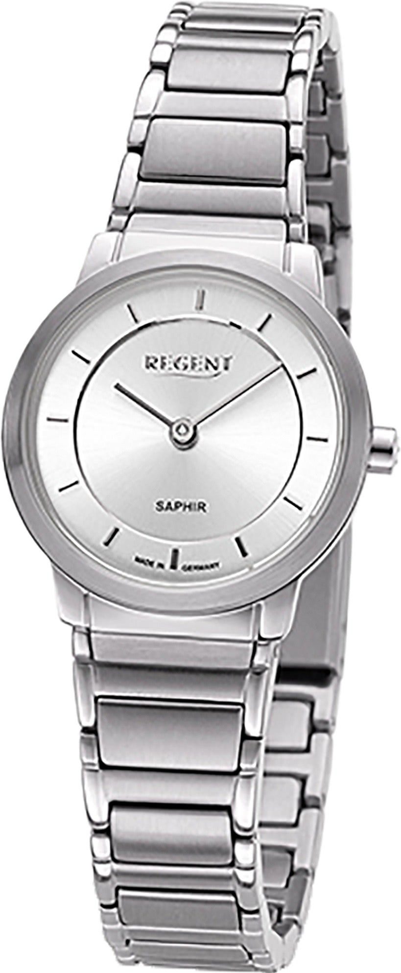 Regent Quarzuhr Regent Damen Armbanduhr Analoganzeige, (Analoguhr), Damen Armbanduhr rund, klein (ca. 26,5mm), Metallbandarmband