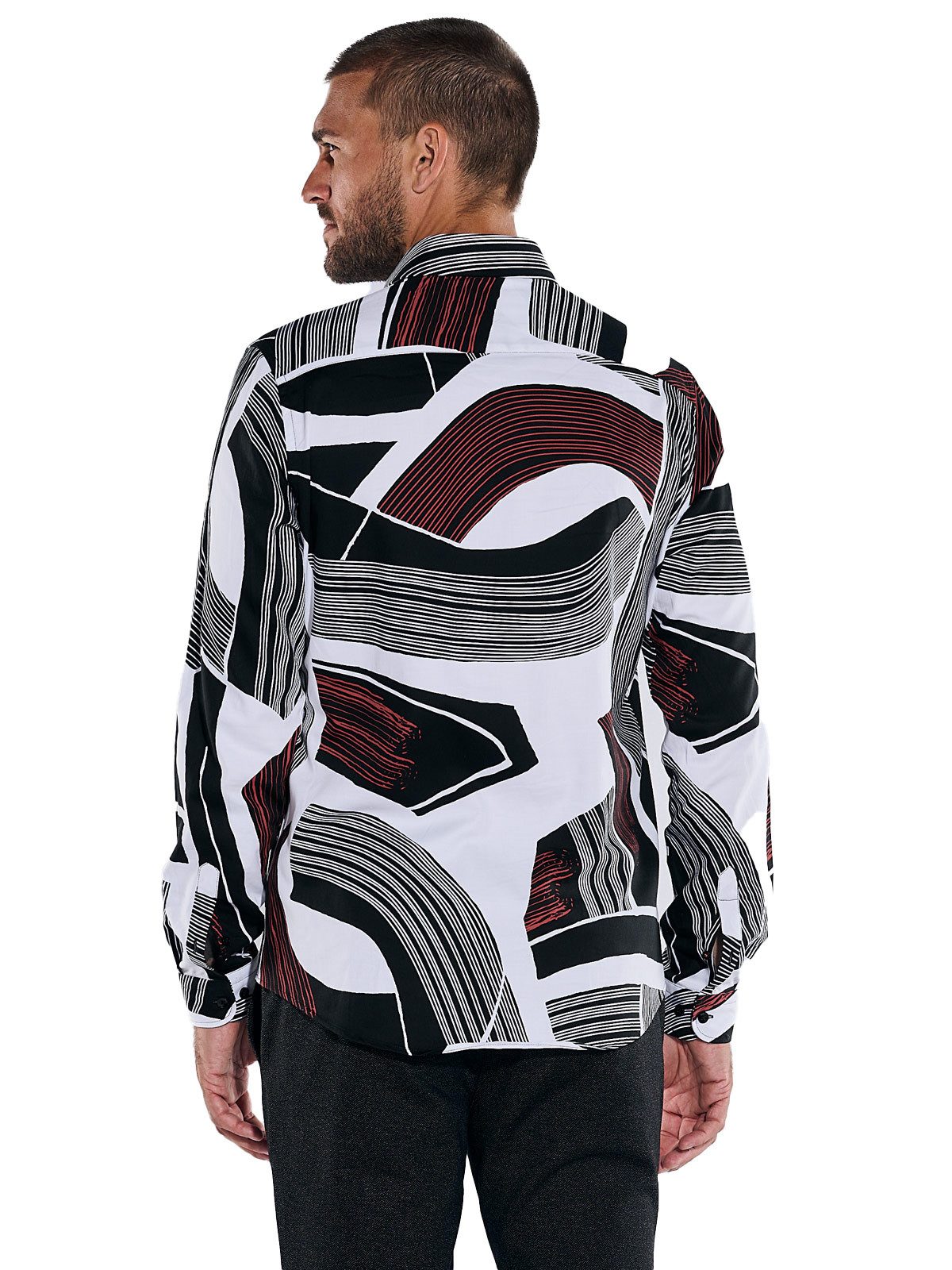 emilio adani Langarmhemd emilio adani Herren Langarm-Hemd gemustert, Rot günstig online kaufen