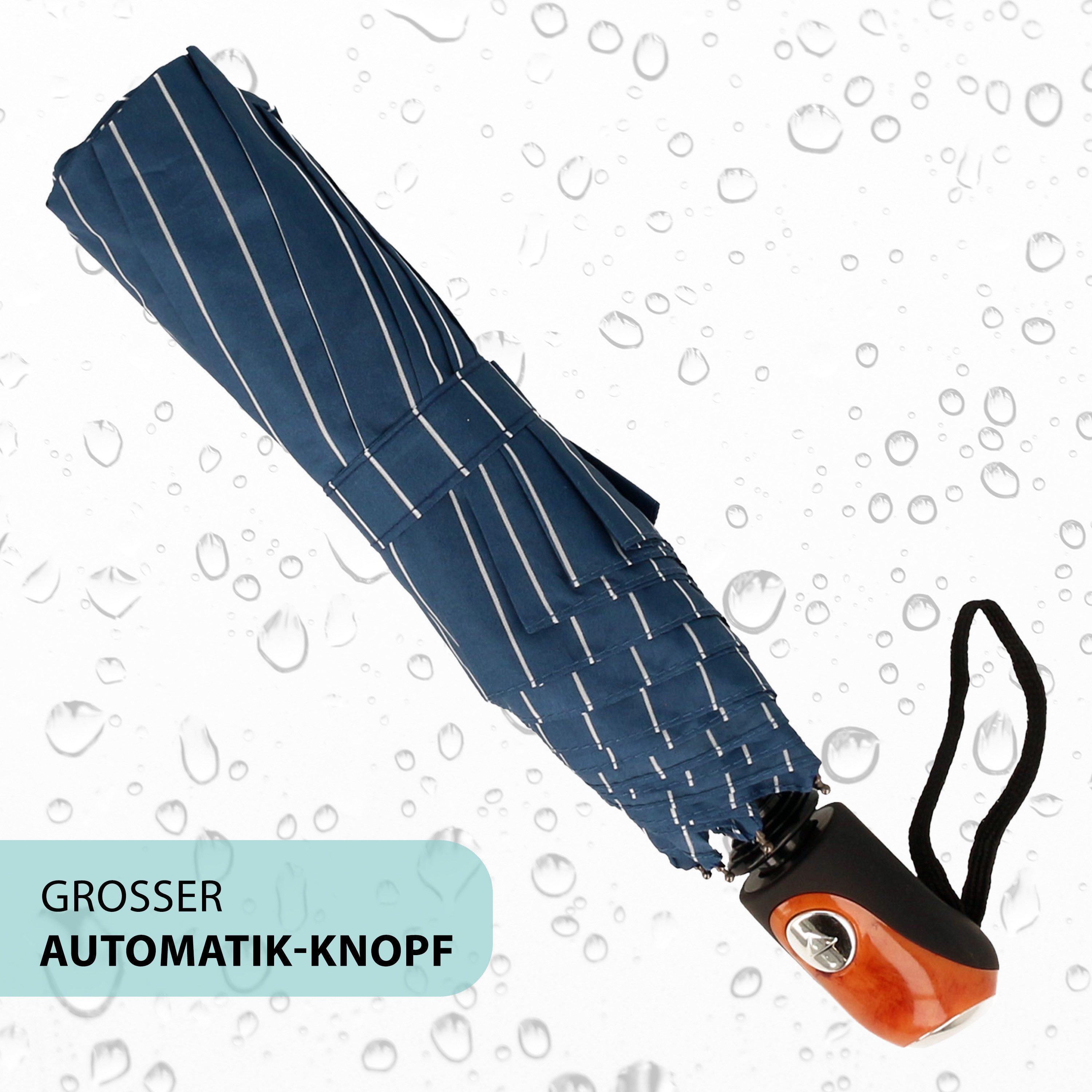Susino Taschenregenschirm Kleiner Regenschirm Automatik für Damen und Herren, Sturmfest mit Windschutz-Mechanismus, in fröhlichen Designs