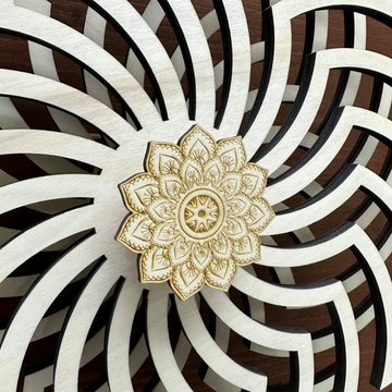 WoodFriends Wandbild Mandala 3D Wandkunst 36 cm Illusion Esoterik Meditation Yoga, aus Holz, beweglich