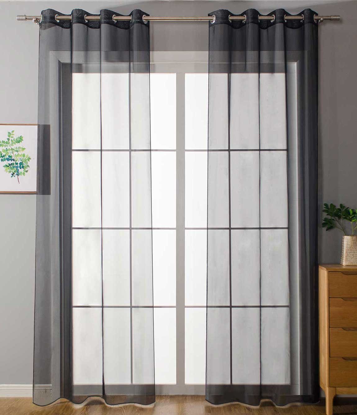 Gardinenbox Gardine (2 St), Ösen, transparent, Voile, Ösenvorhänge Voile »Uni« Bleibandabschluß 20332-cn2
