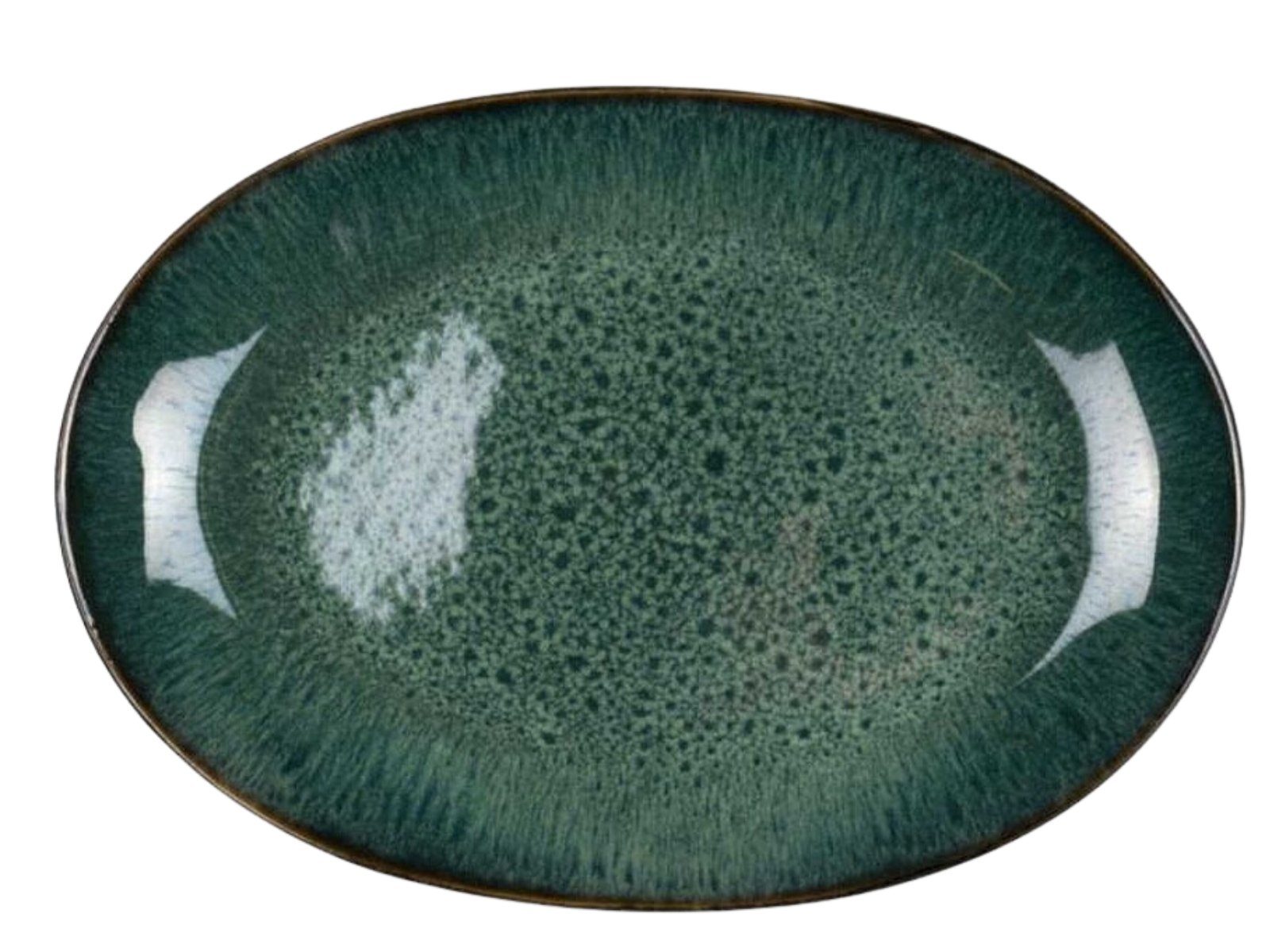 Bitz Servierplatte Platte black / green 36 x 25 cm, Steingut, (Platten)