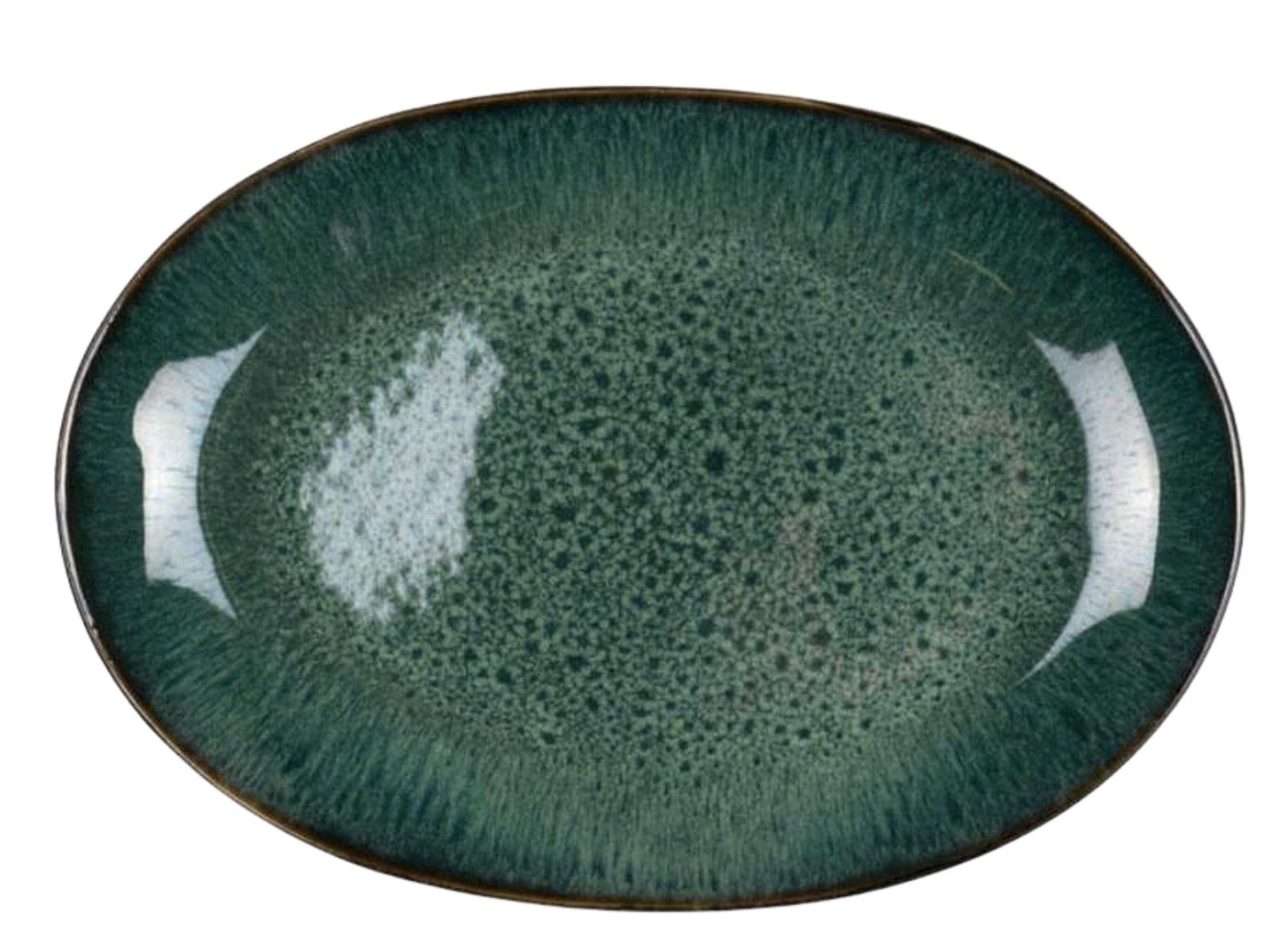 Bitz Servierplatte Platte black / green 36 x 25 cm, Steinzeug, (Platten), Platte oval 36x25 cm Steinzeug Schwarz/Grün