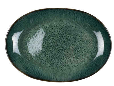 Bitz Servierplatte Platte black / green 36 x 25 cm, Steinzeug, (Platten)