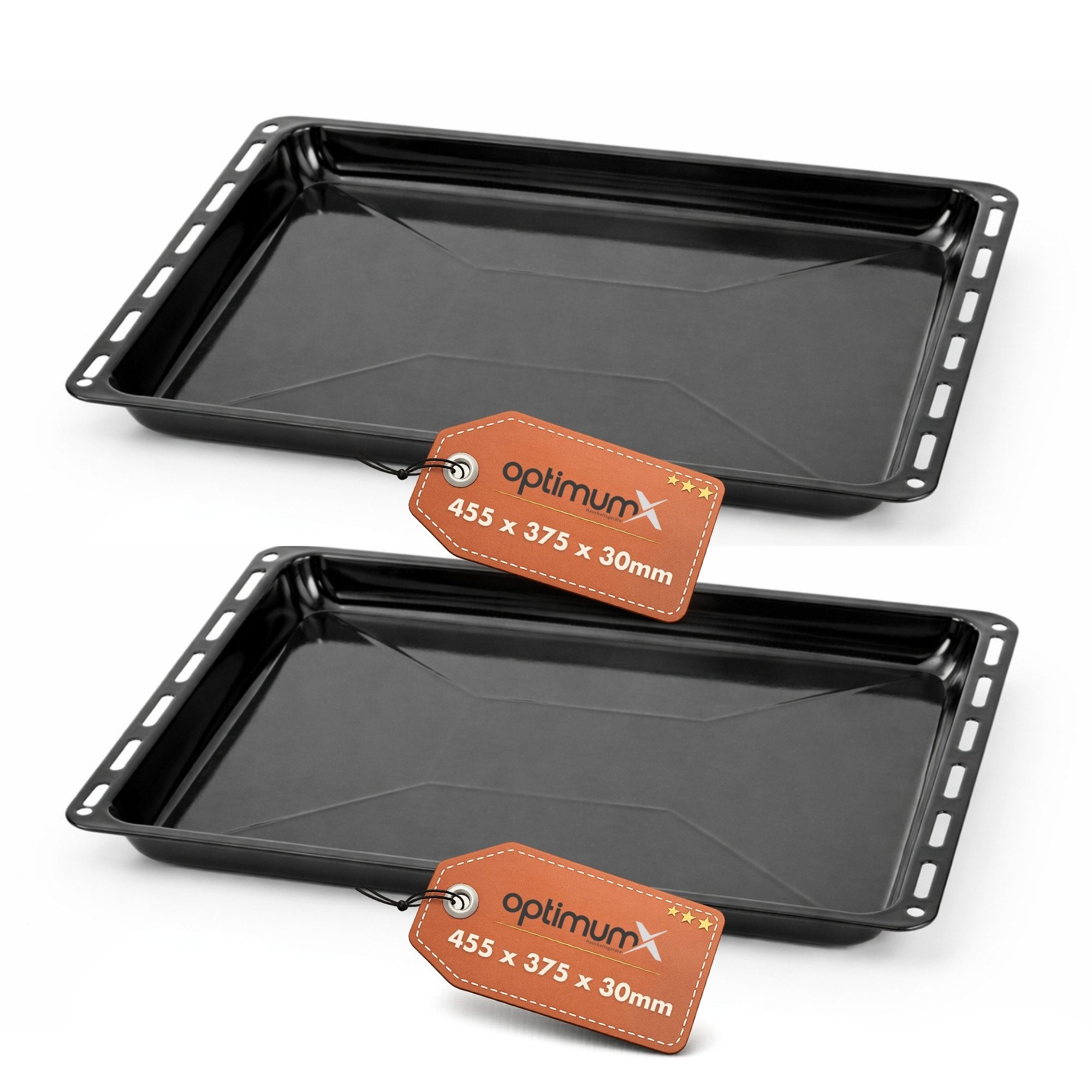 optimumX Backblech Emailliert Backblech Fettpfanne 422–445-455-460-465mm für Backofen, 2er-Standart