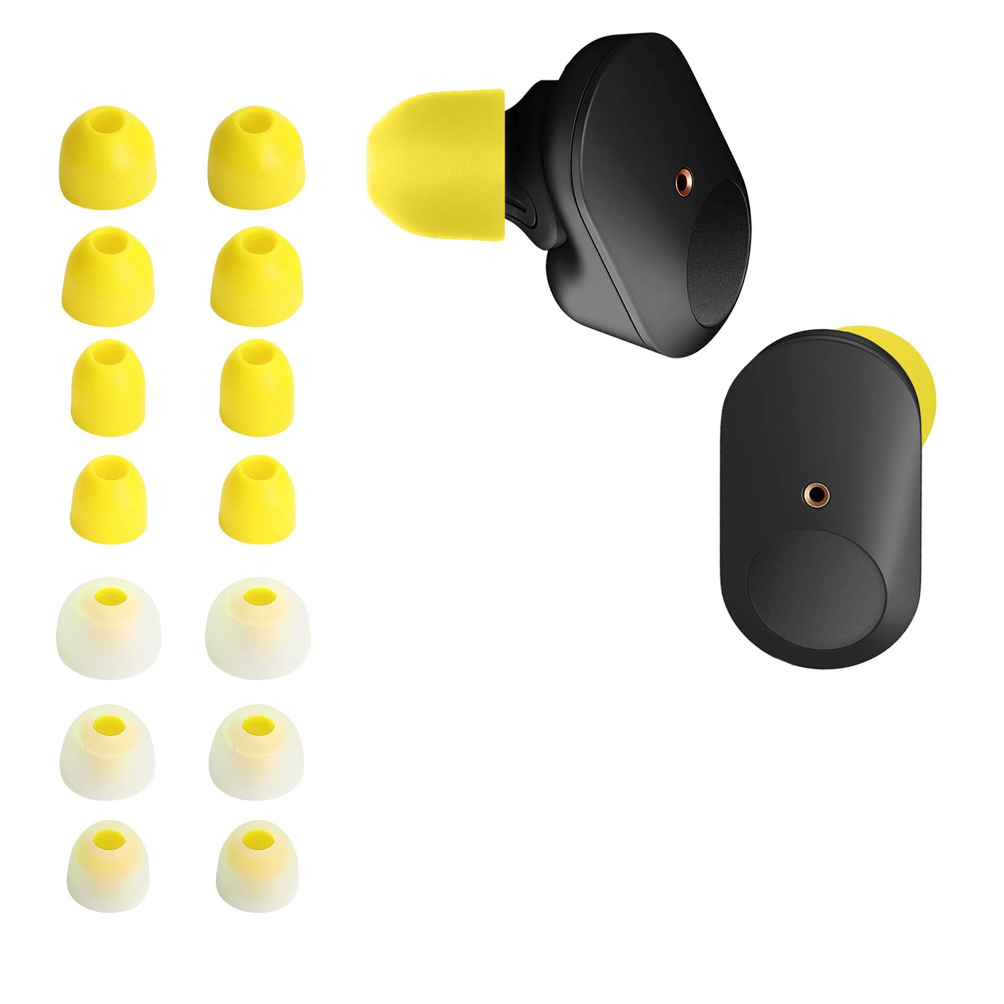 kwmobile 14x Ersatzpolster für Sony WF-1000XM3 / WF-1000XM4 / WF-1000XM5 Ohrpolster (4 Größen - Silikon Ersatz Ohrstöpsel für Sony In-Ear Headphones) Gelb