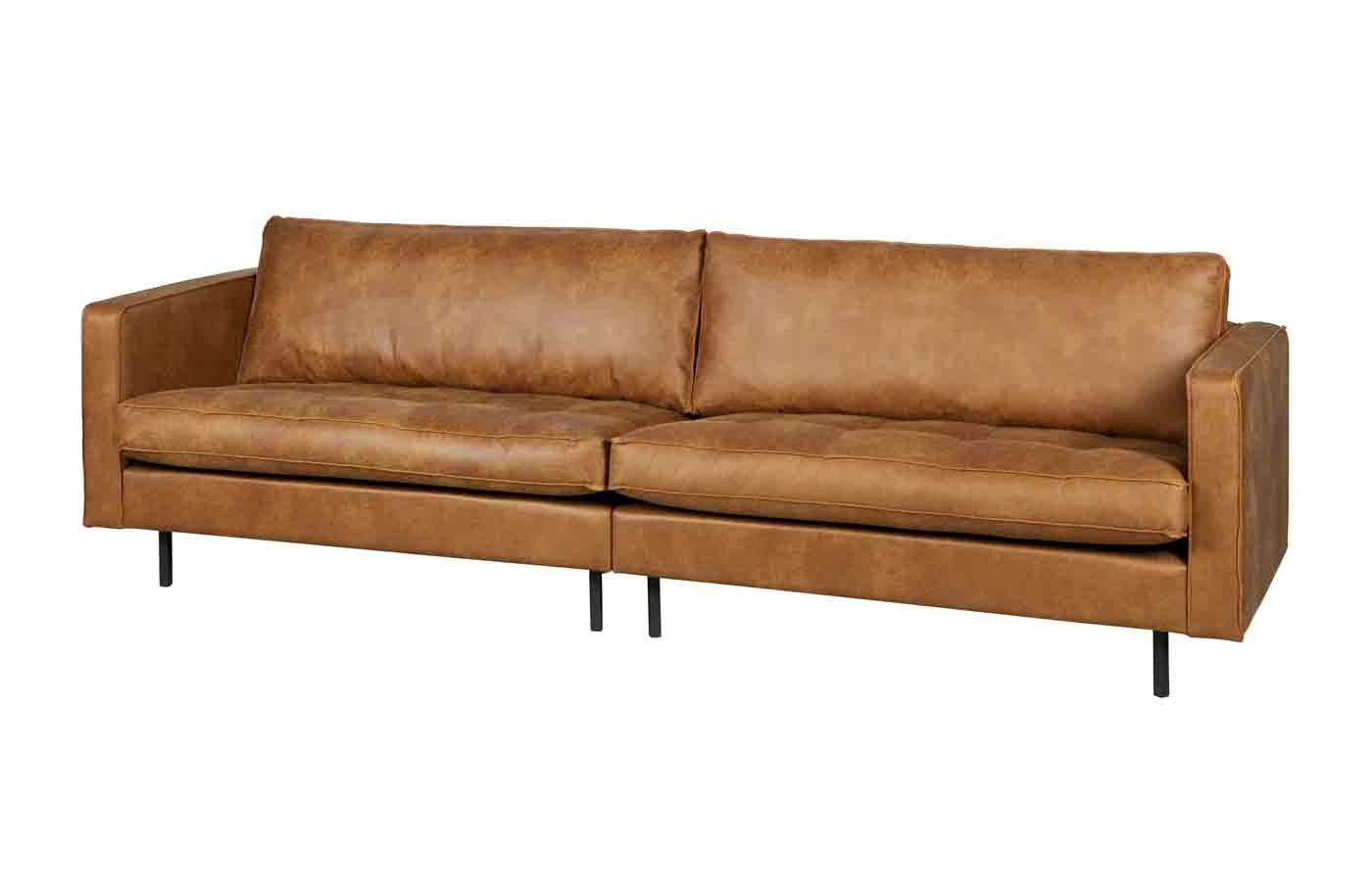WOOOD Sofa Rodeo Classic Sofa 3 Sitzer Lederoptik, Cognac