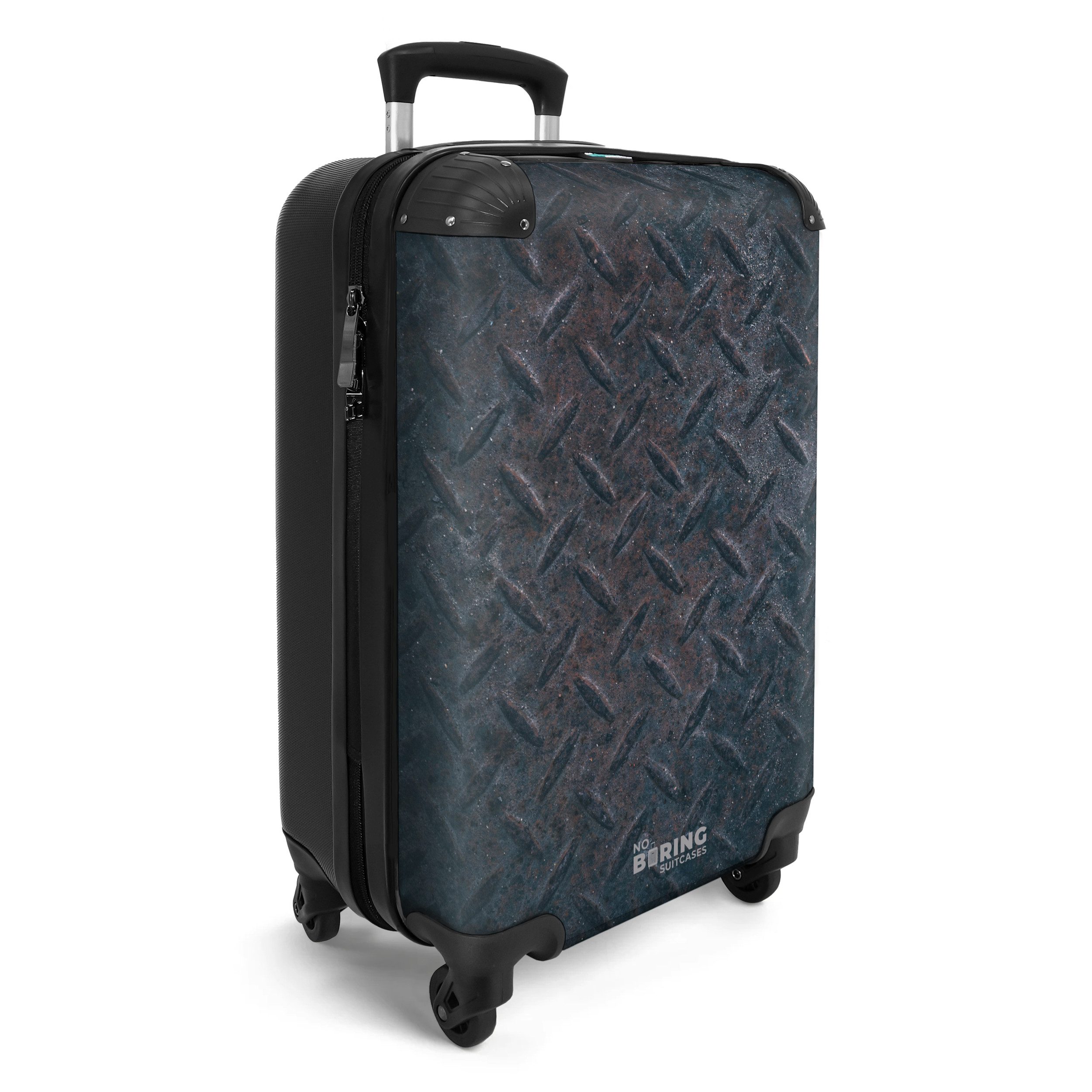NoBoringSuitcases.com© Hartschalen-Trolley Dunkle Metallplatte mit Diamants günstig online kaufen