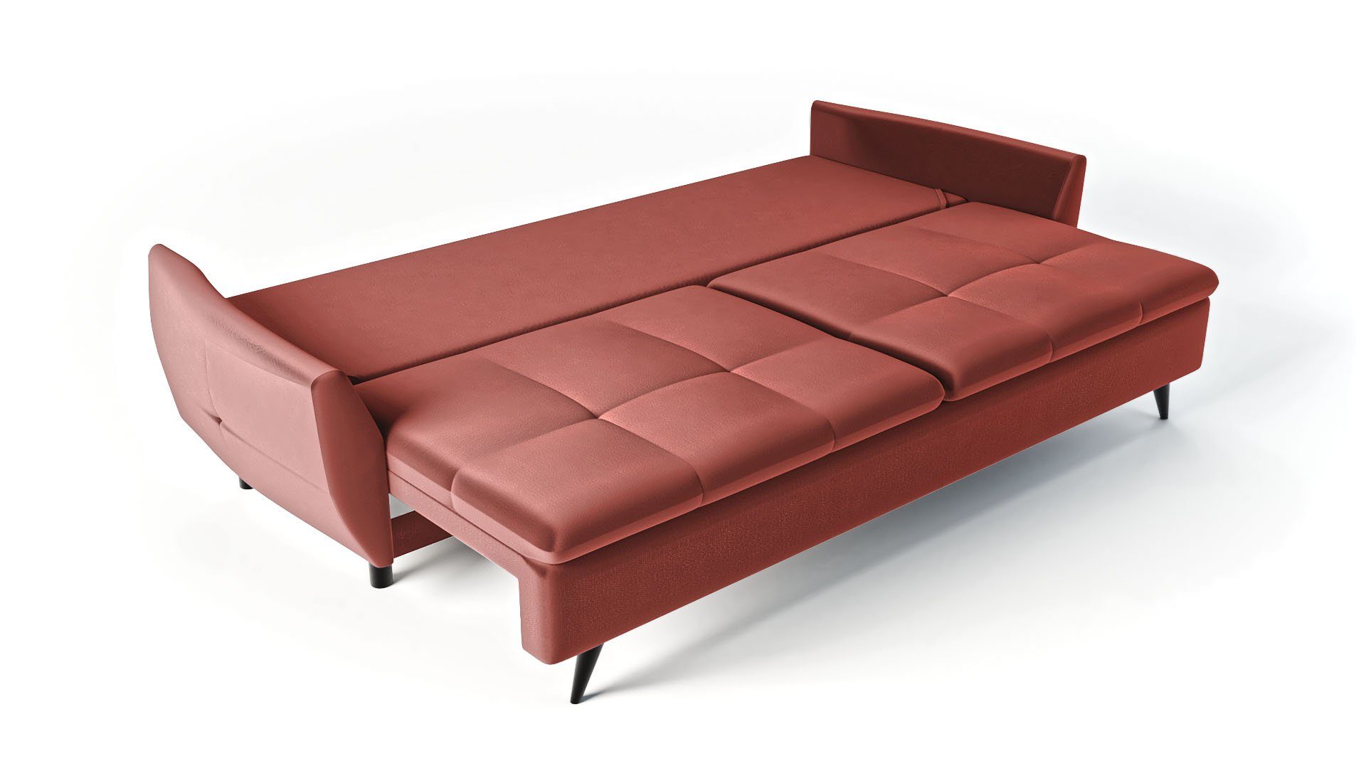 mit Dreisitzer 3-Sitzer - Rot 3-Sitzer 3 - Sofa Siblo Britta Sofa Schlaffunktion Modernes Bettzeugbehälter