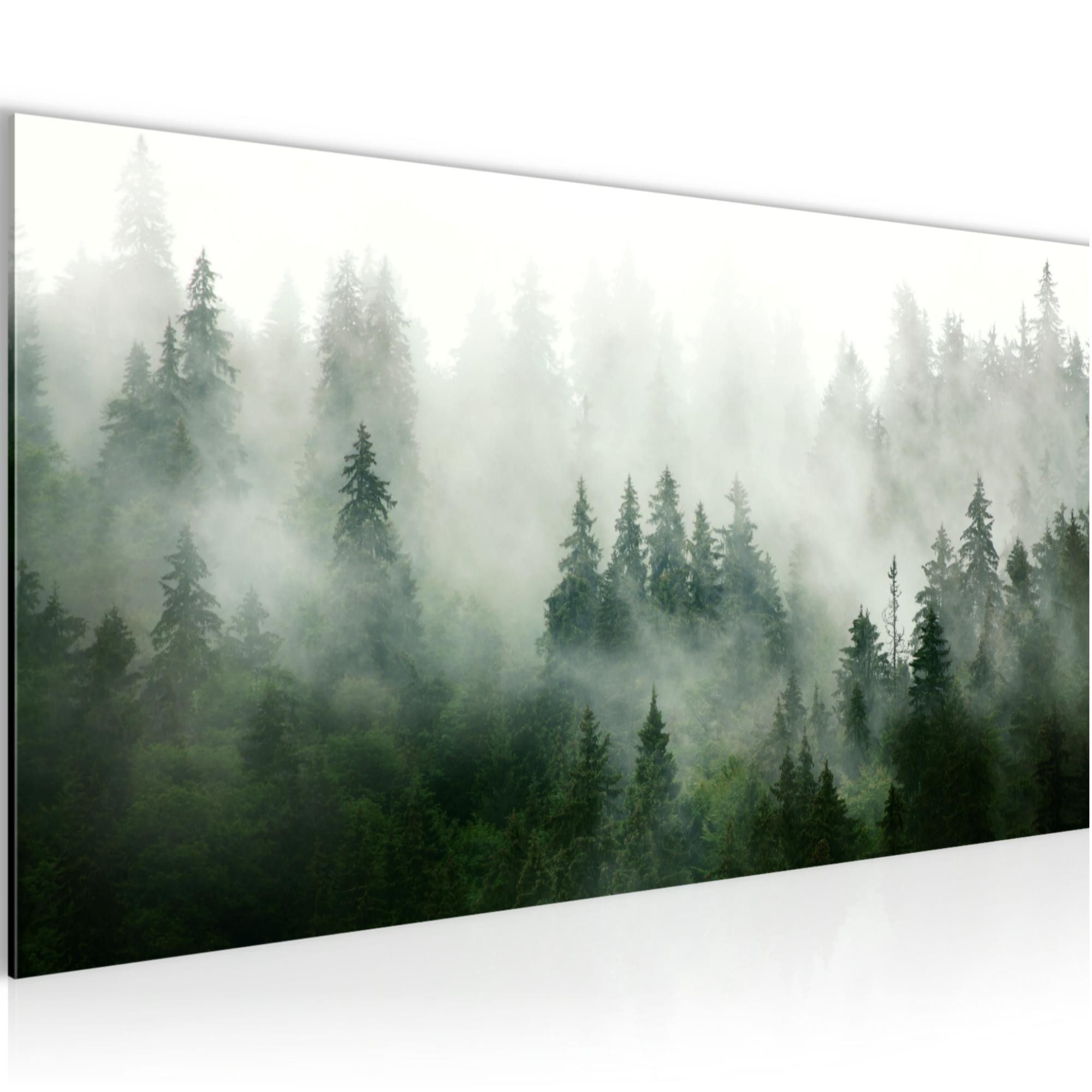 Runa Art Wandbild Wald See Natur Landschaft Deko Bilder XXL Wohnzimmer Schlafzimmer, Wald Nebel