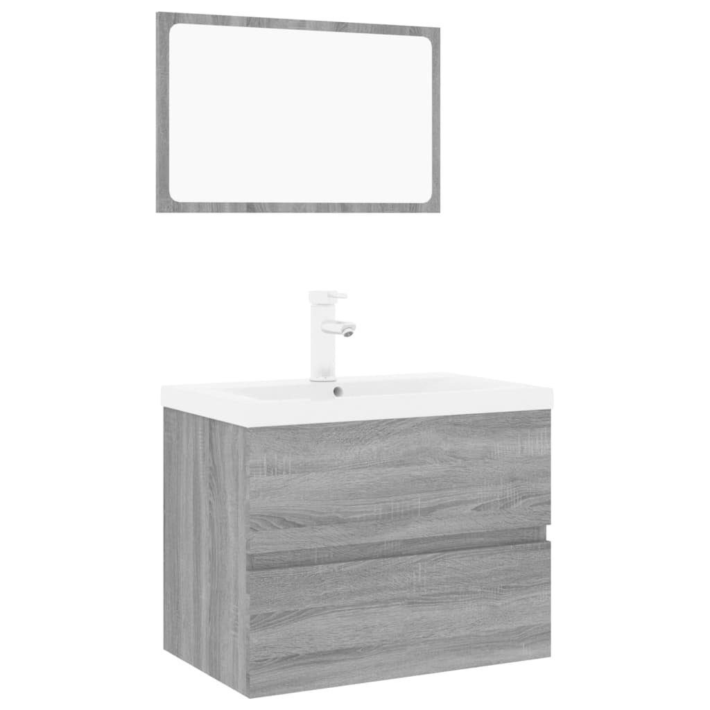 vidaXL Badezimmer-Set Badmöbel-Set Grau Sonoma Holzwerkstoff, günstig online kaufen