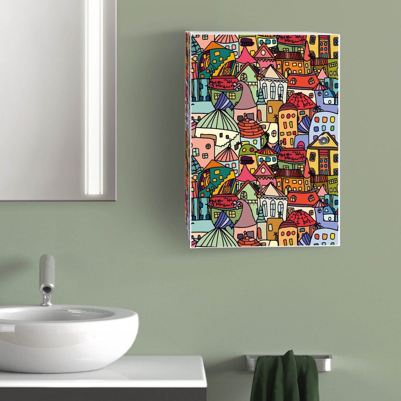 banjado Medizinschrank Stahl Funky Town (abschließbar, günstig online kaufen